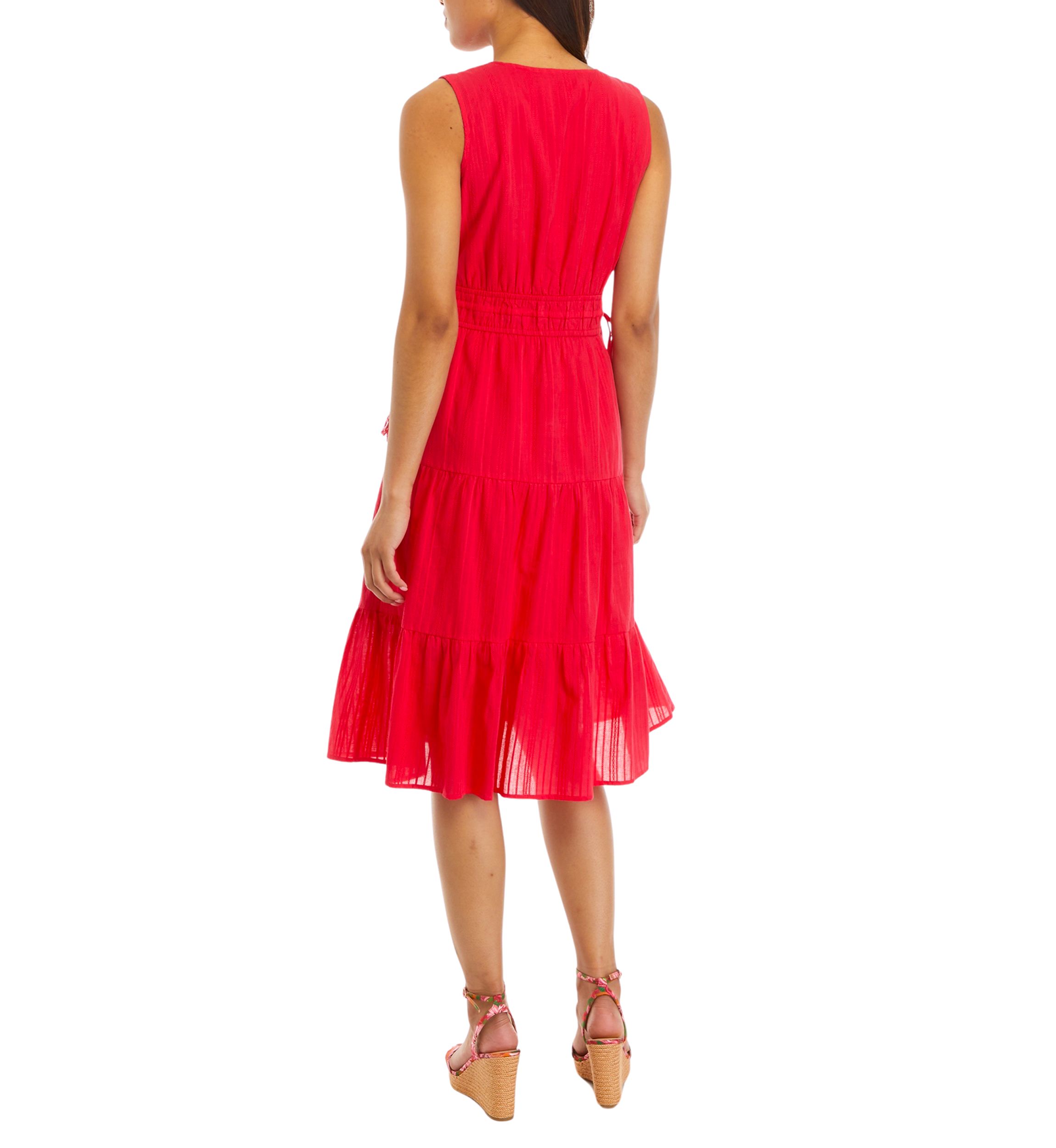 Womens Sleeveless Tiered Wrap Dress