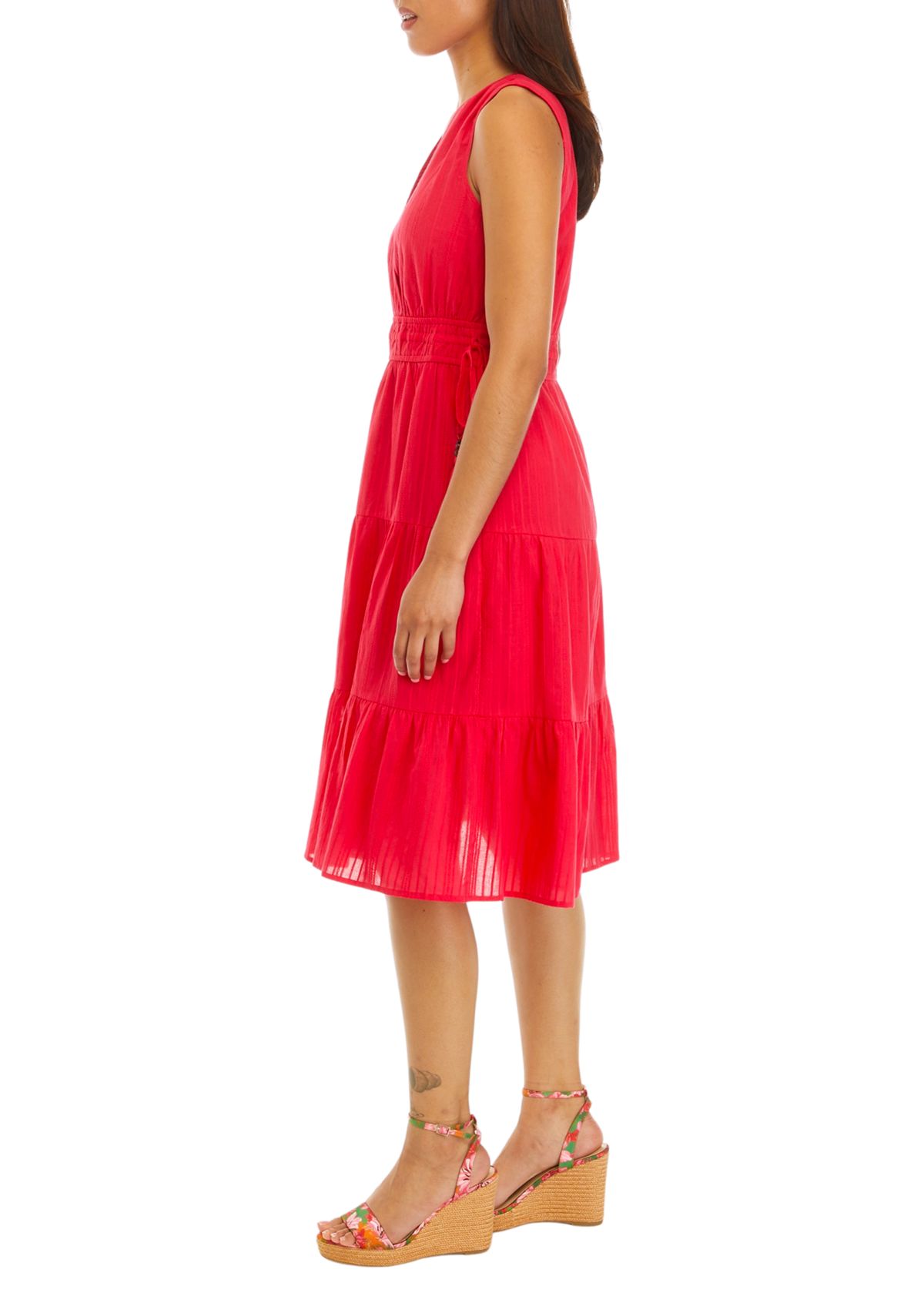 Womens Sleeveless Tiered Wrap Dress