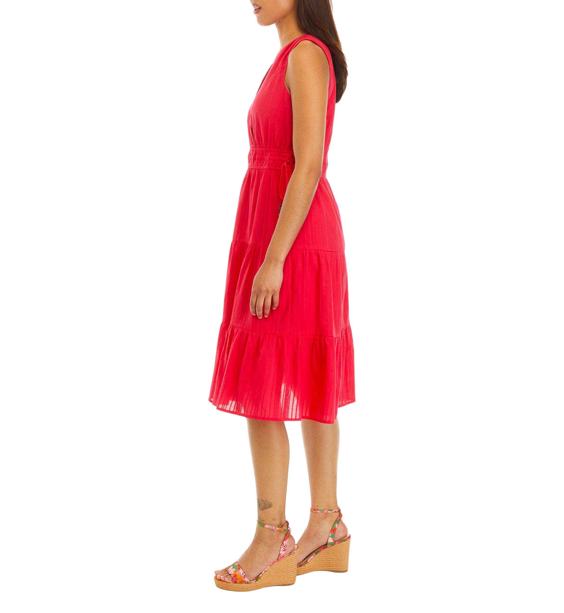 Womens Sleeveless Tiered Wrap Dress