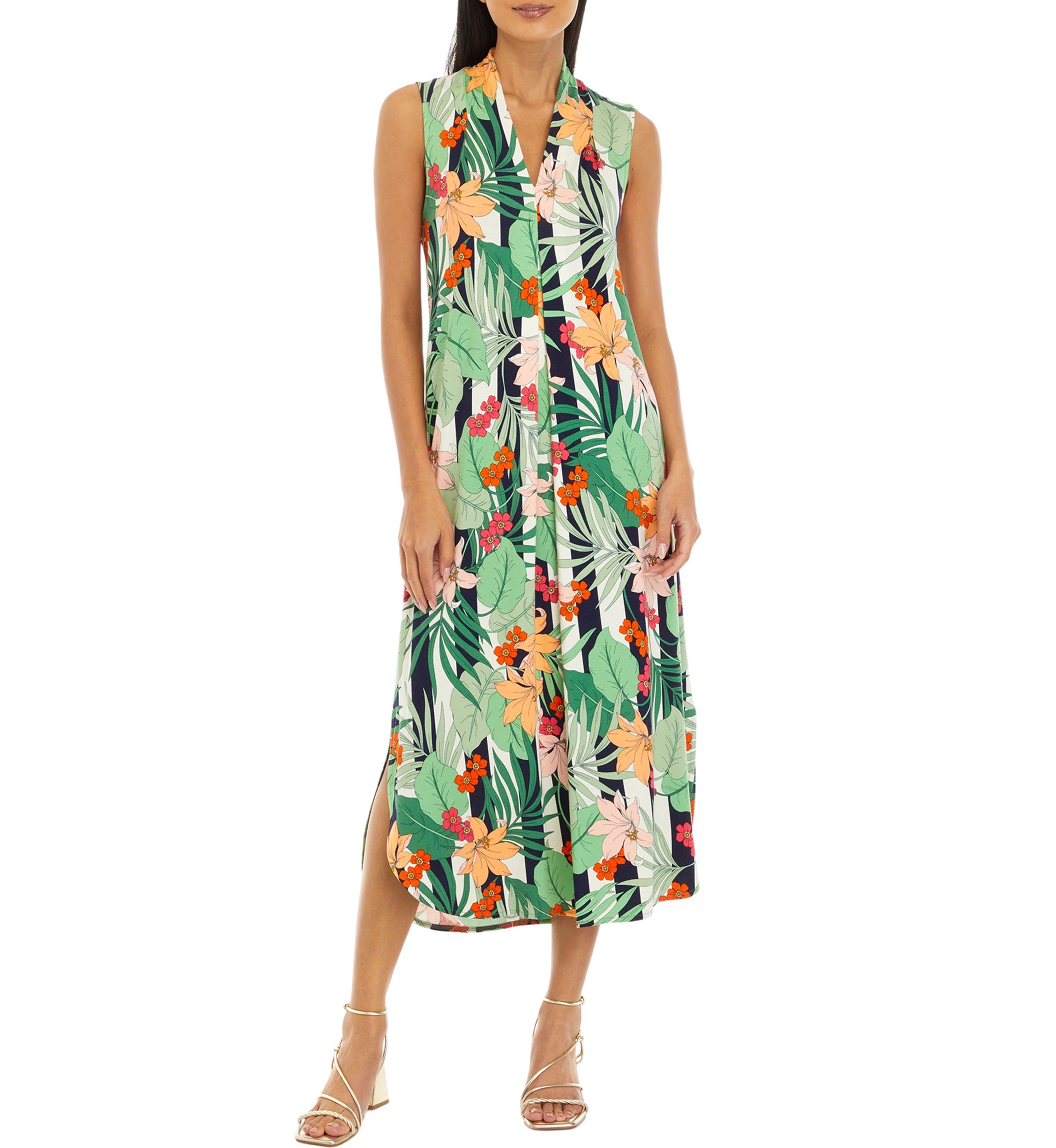 Womens Sleeveless Knit Midi Dress