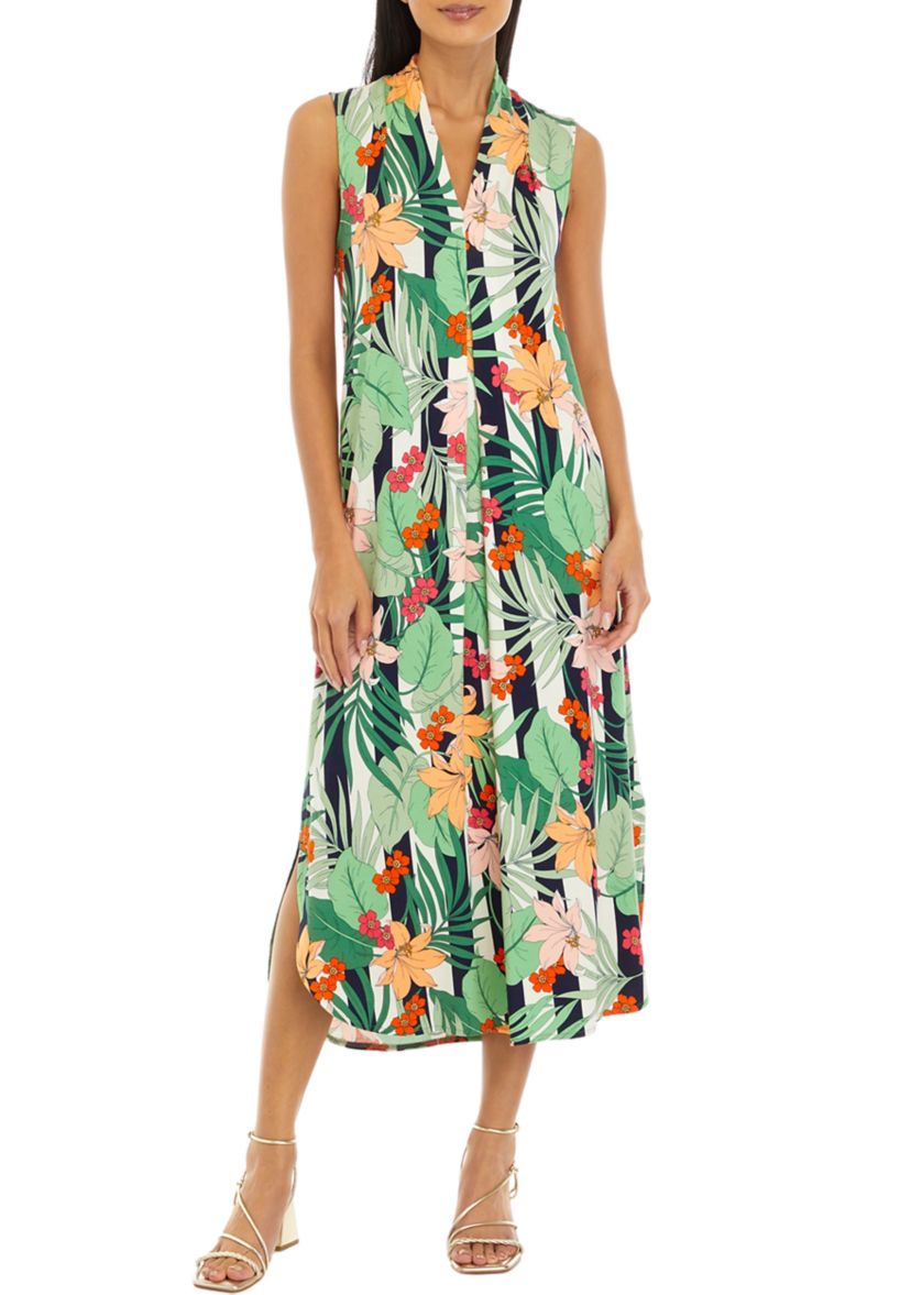 Womens Sleeveless Knit Midi Dress