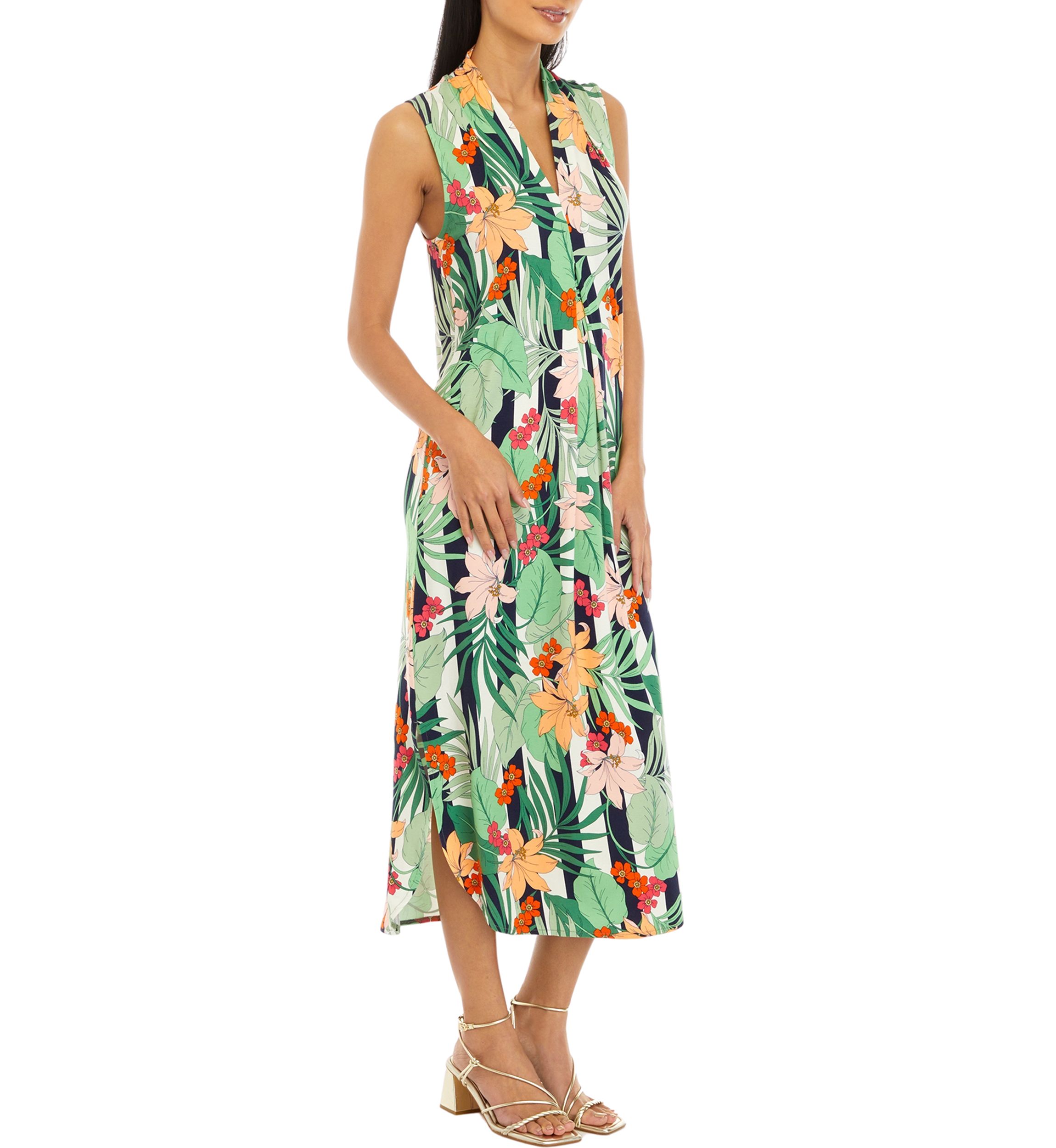 Womens Sleeveless Knit Midi Dress