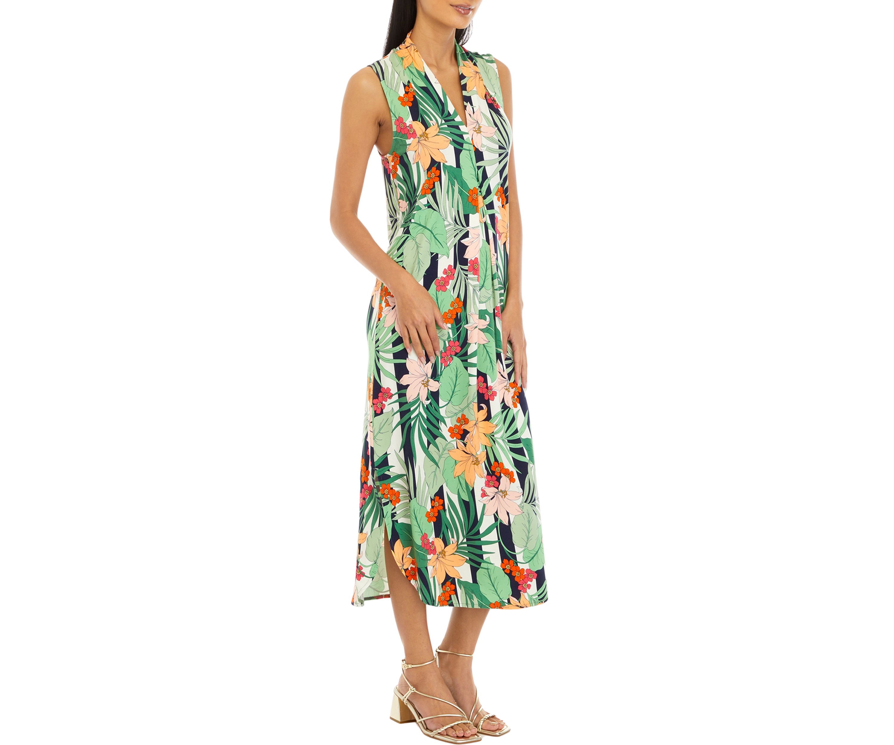 Womens Sleeveless Knit Midi Dress