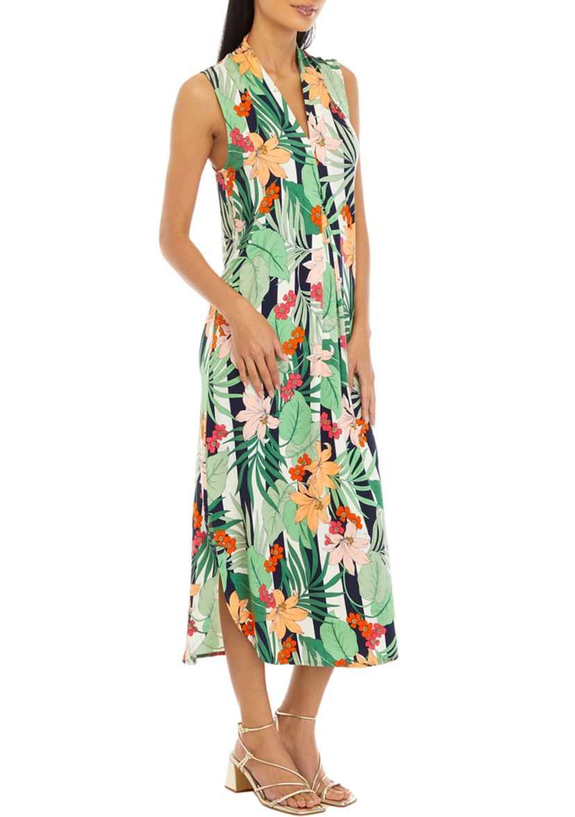Womens Sleeveless Knit Midi Dress