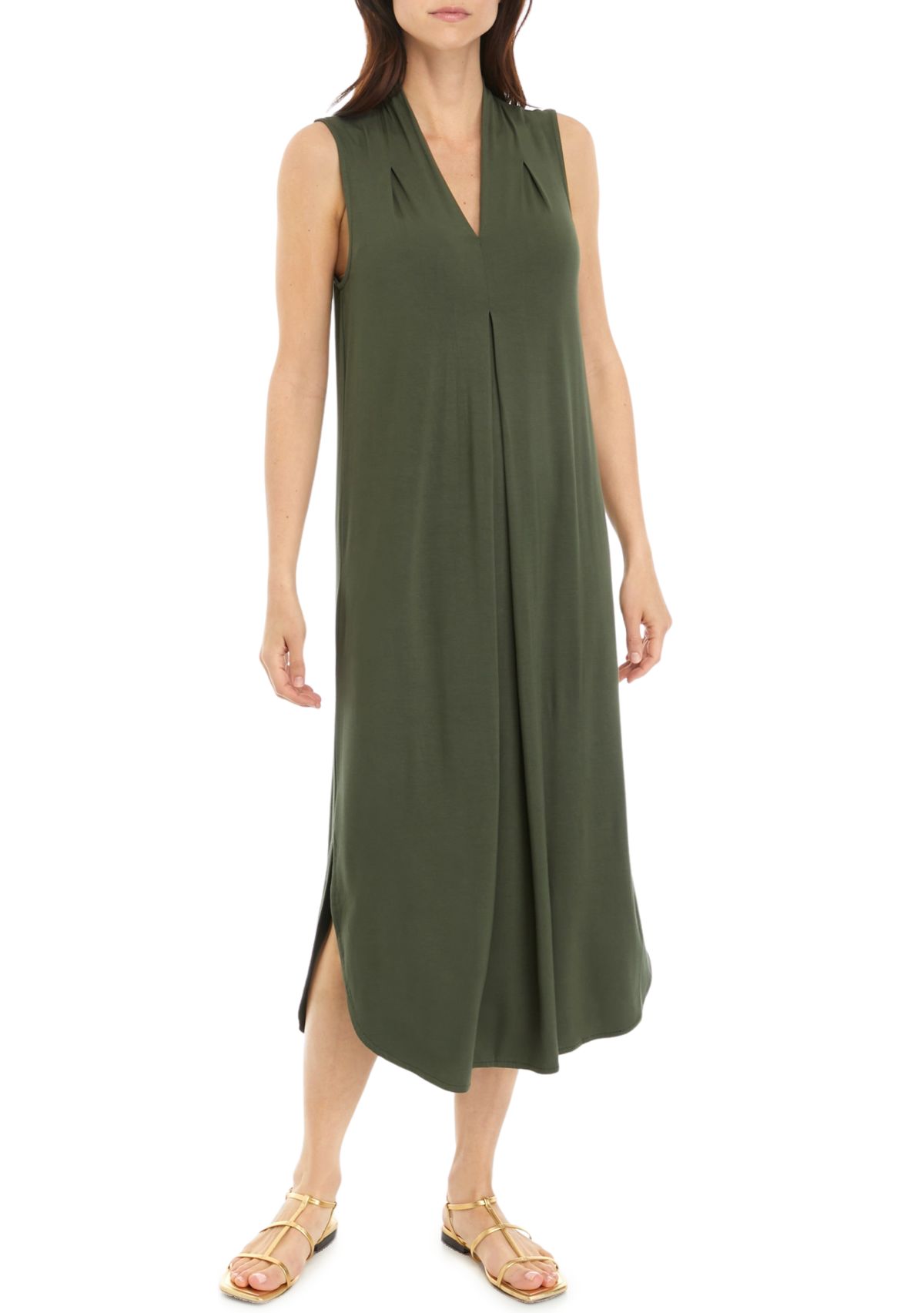 Womens Sleeveless Knit Midi Dress