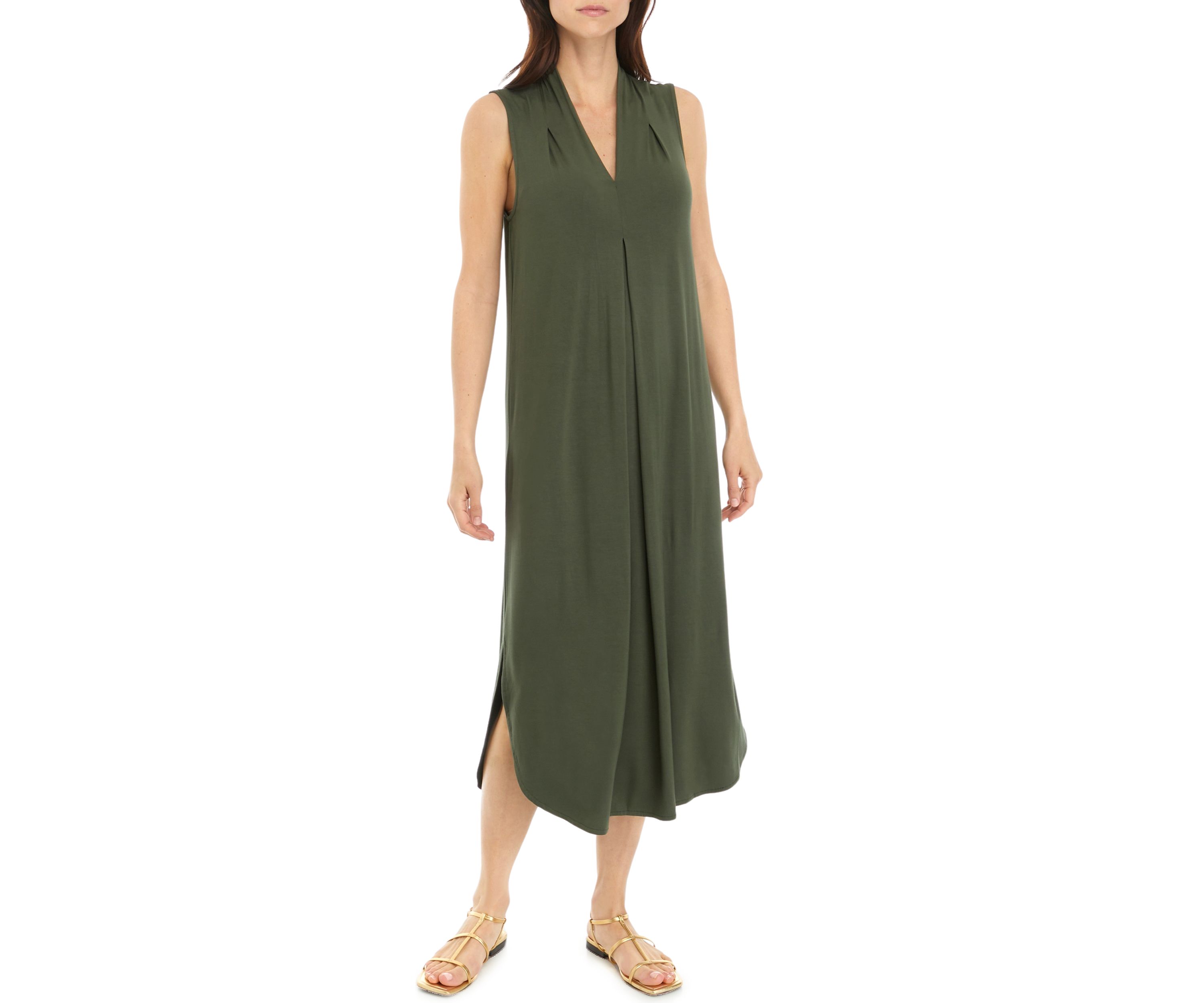 Womens Sleeveless Knit Midi Dress