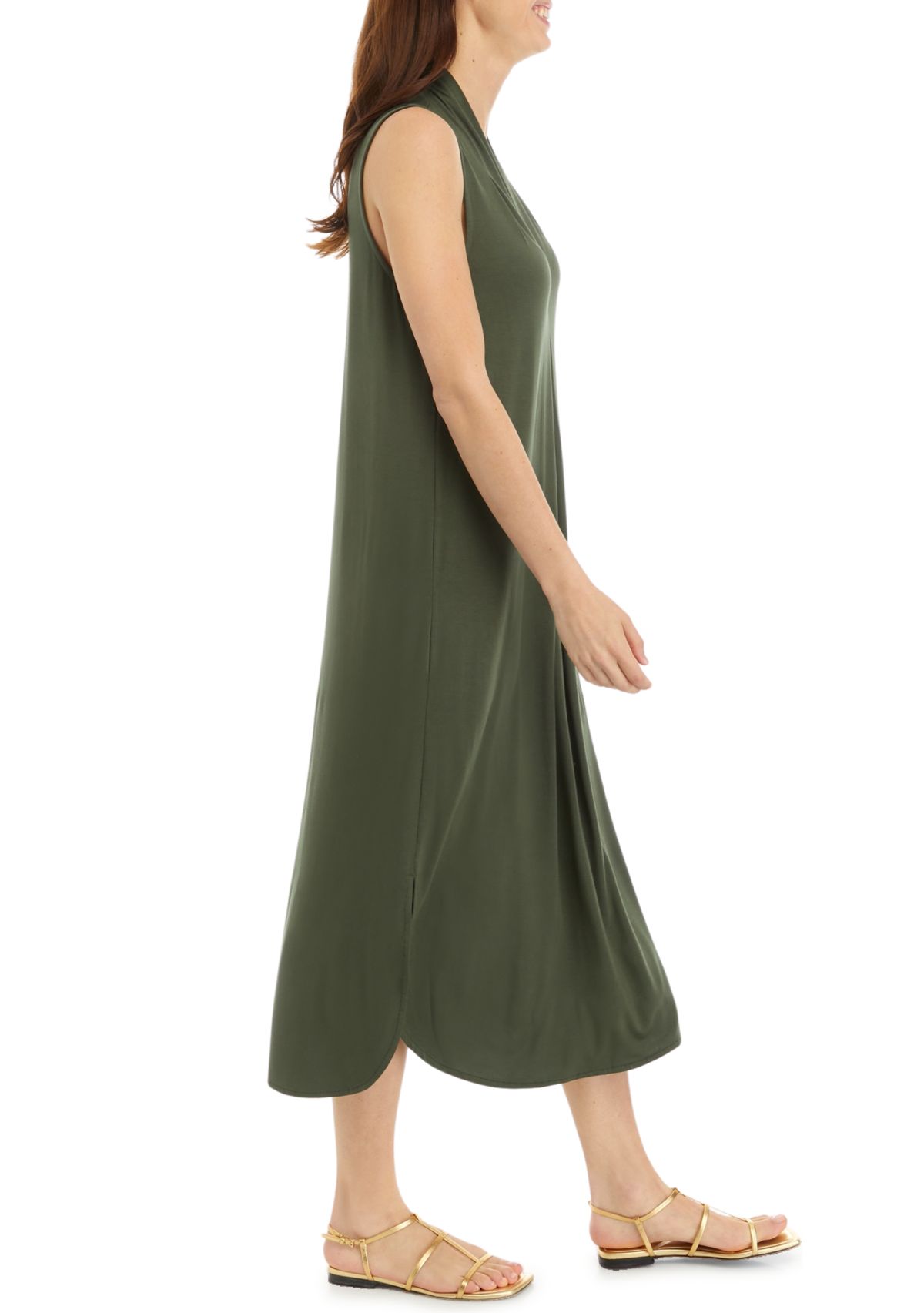 Womens Sleeveless Knit Midi Dress