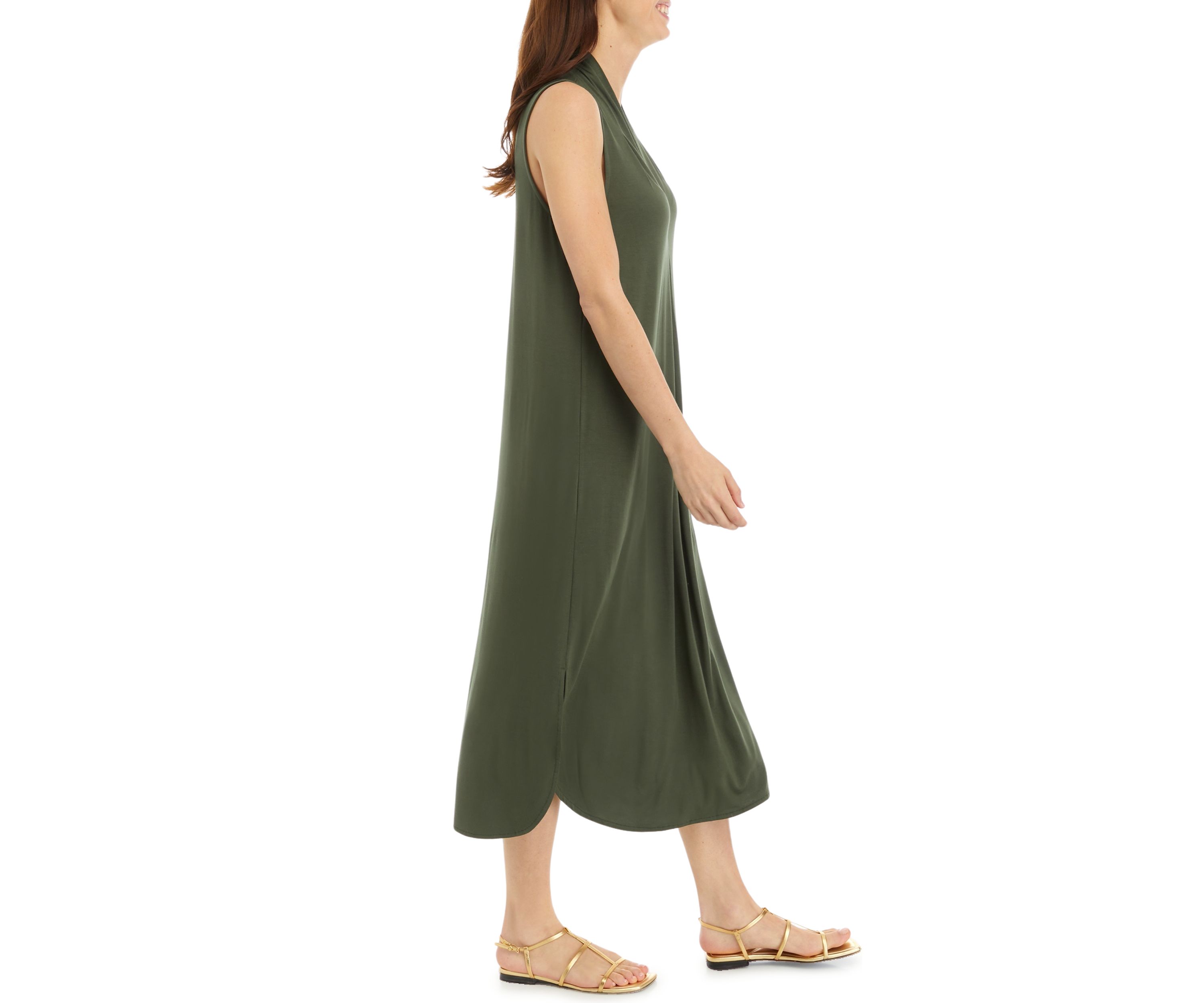 Womens Sleeveless Knit Midi Dress
