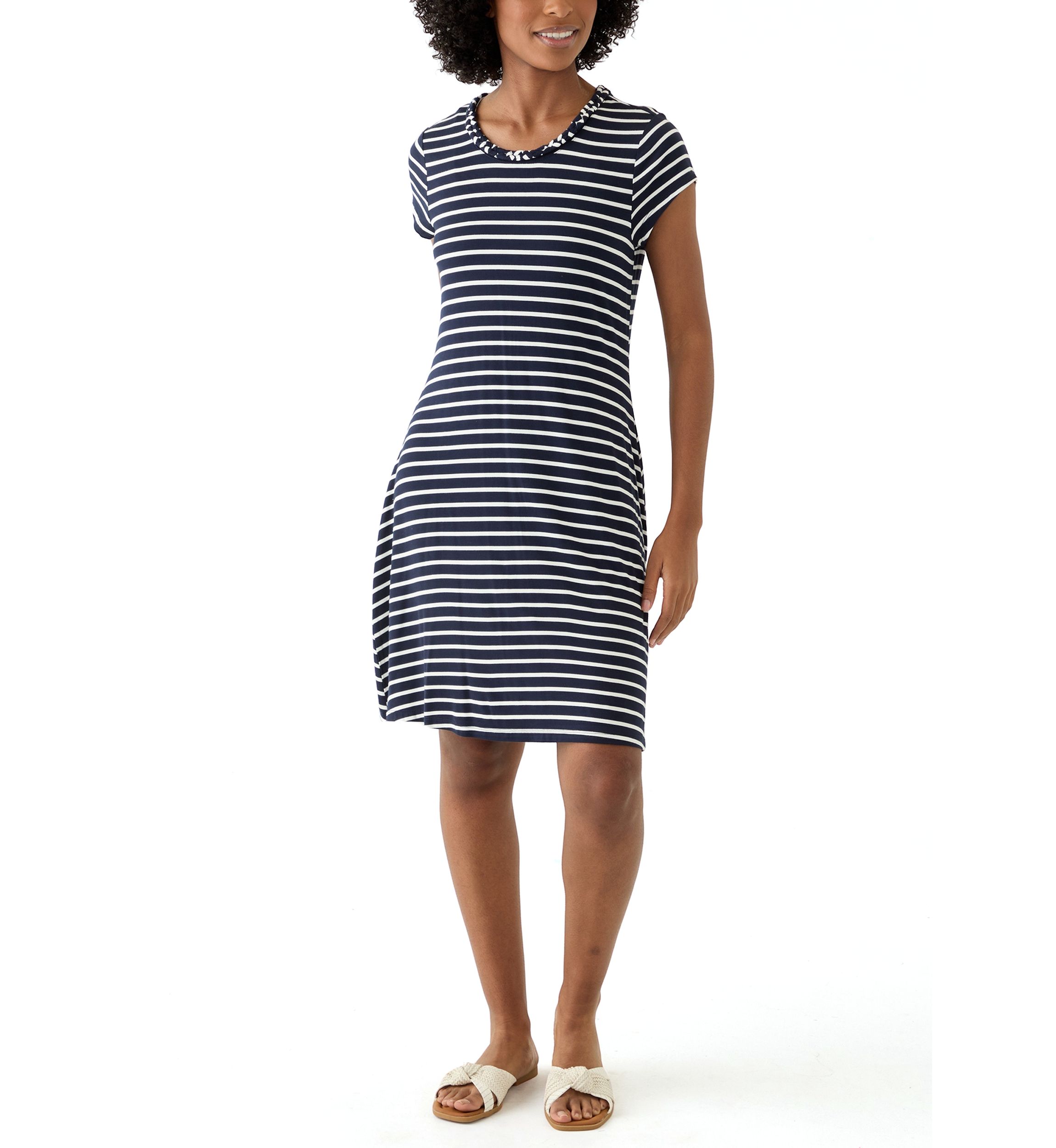 Womens Swing Dress with Braided Trim
