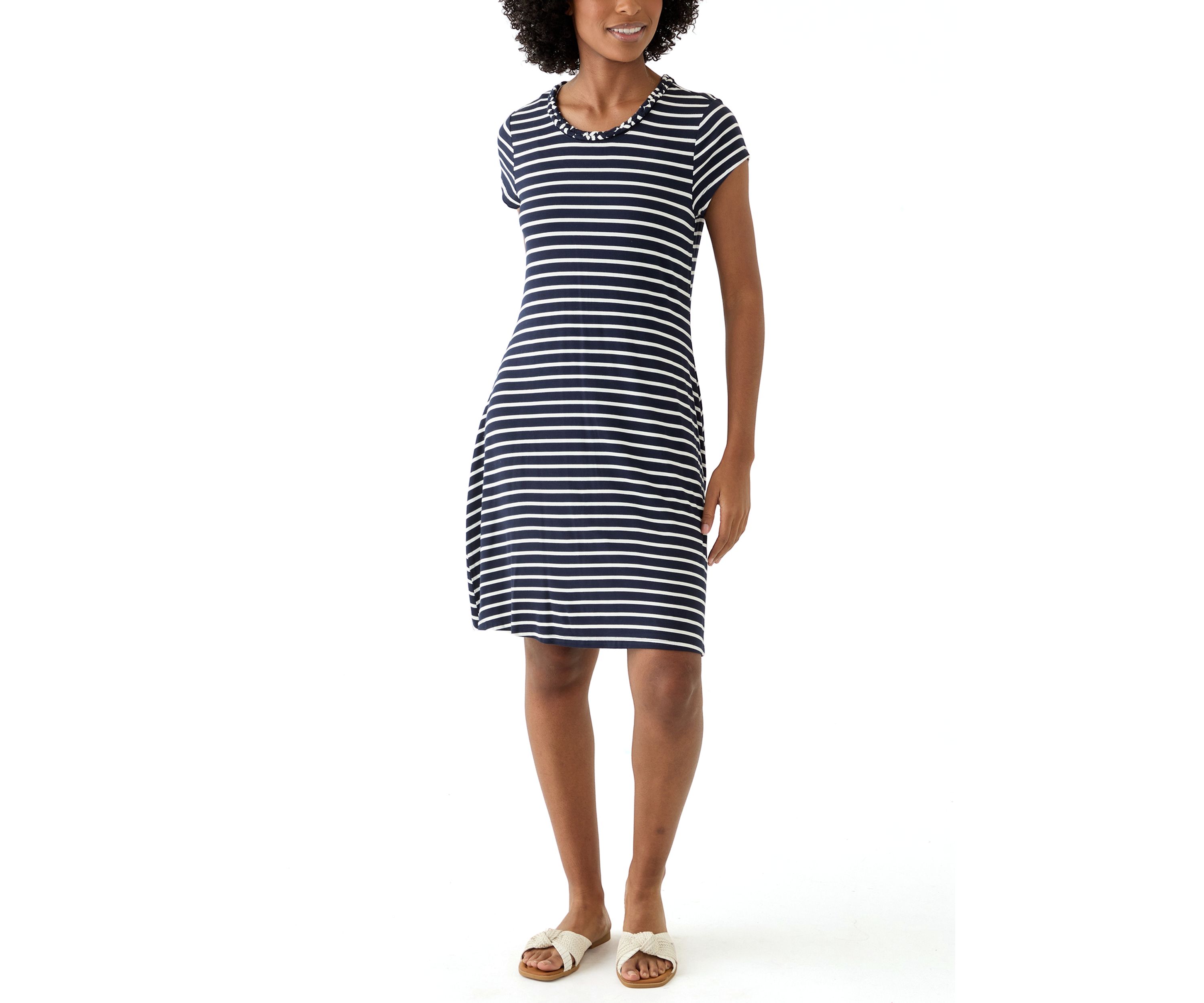 Womens Swing Dress with Braided Trim