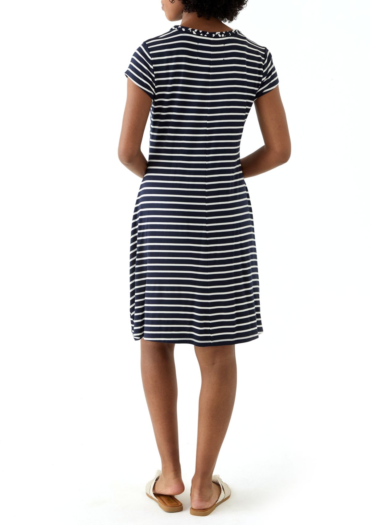 Womens Swing Dress with Braided Trim