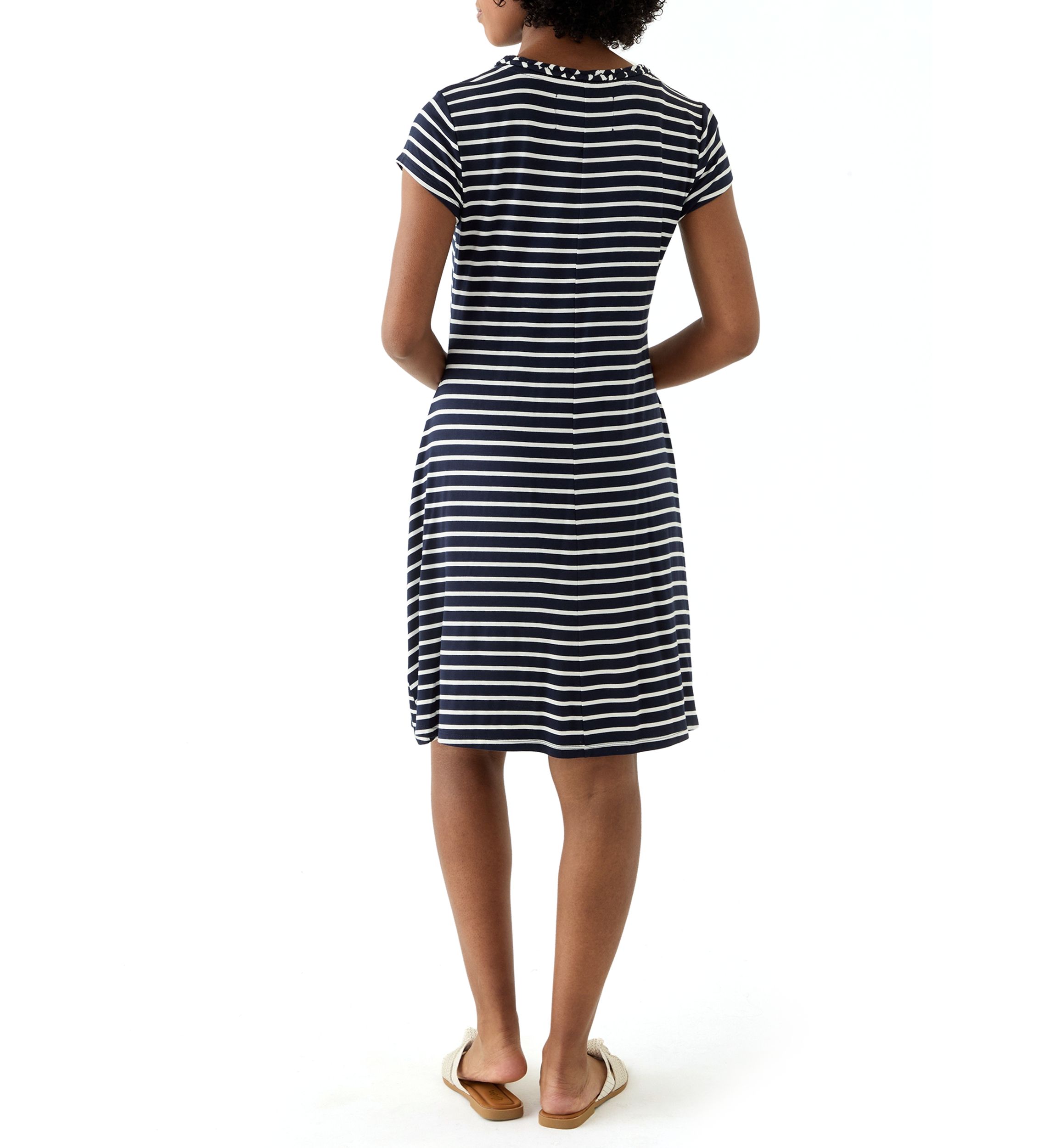 Womens Swing Dress with Braided Trim