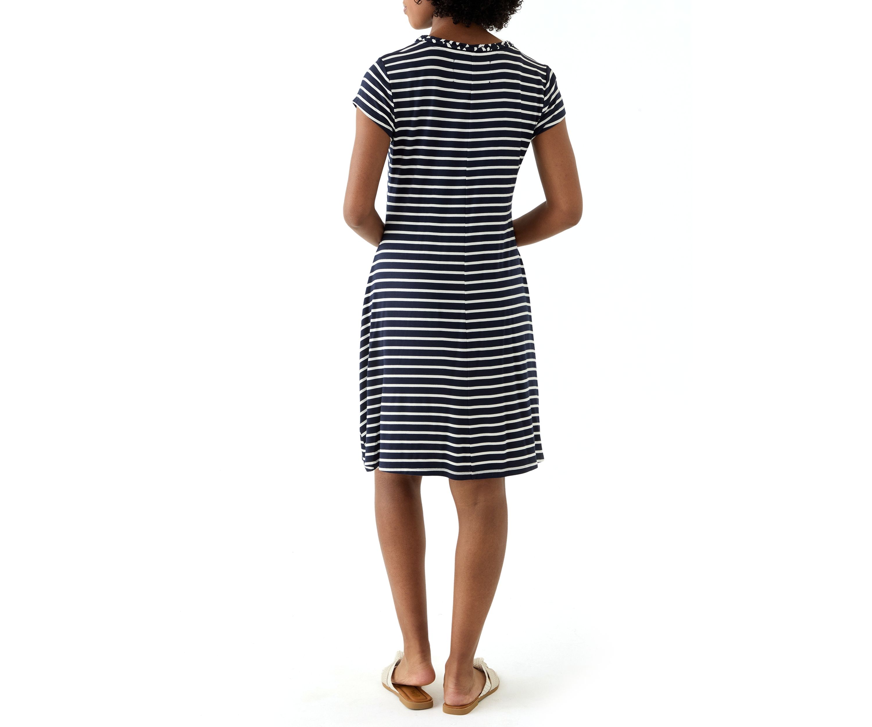 Womens Swing Dress with Braided Trim