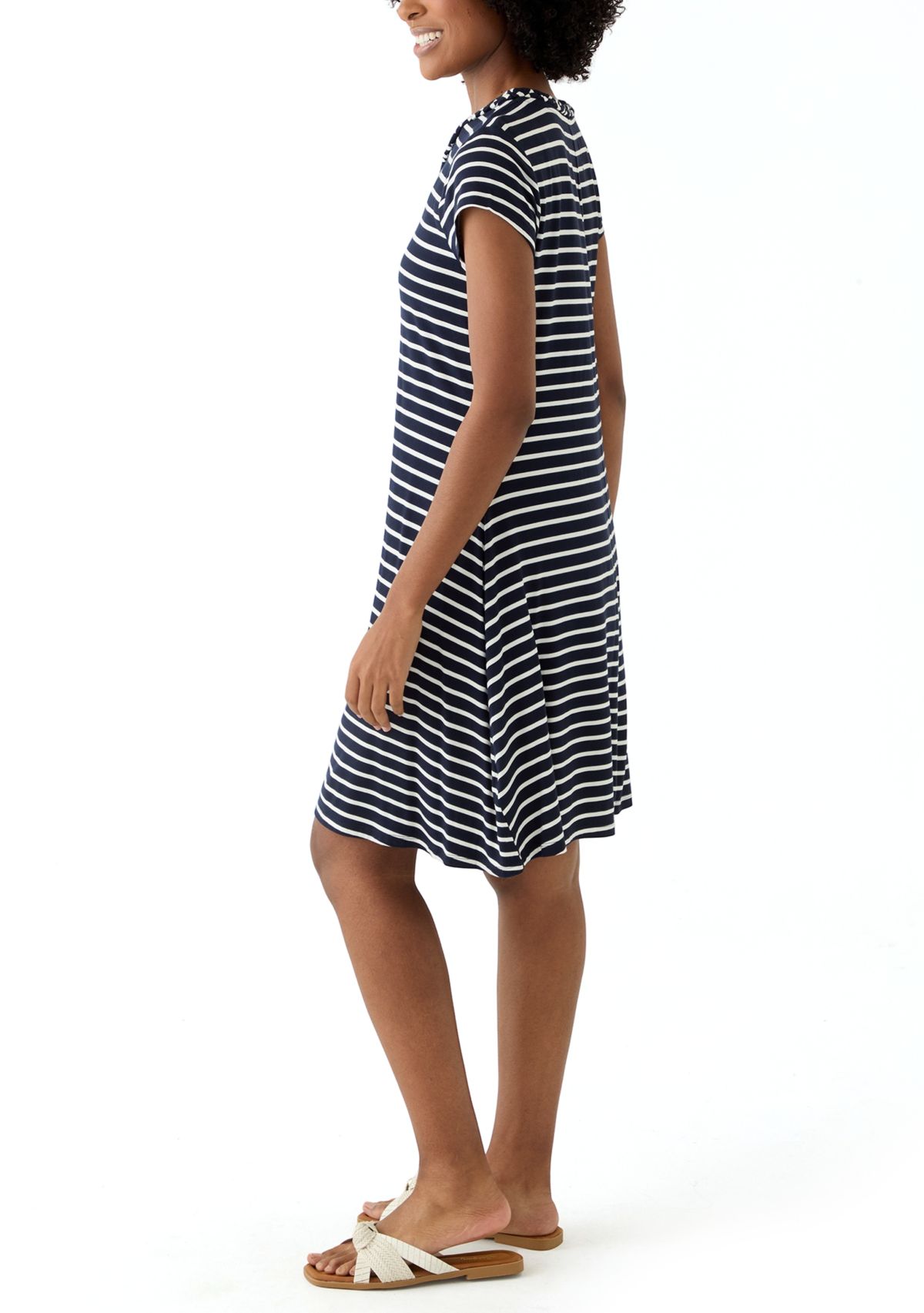 Womens Swing Dress with Braided Trim