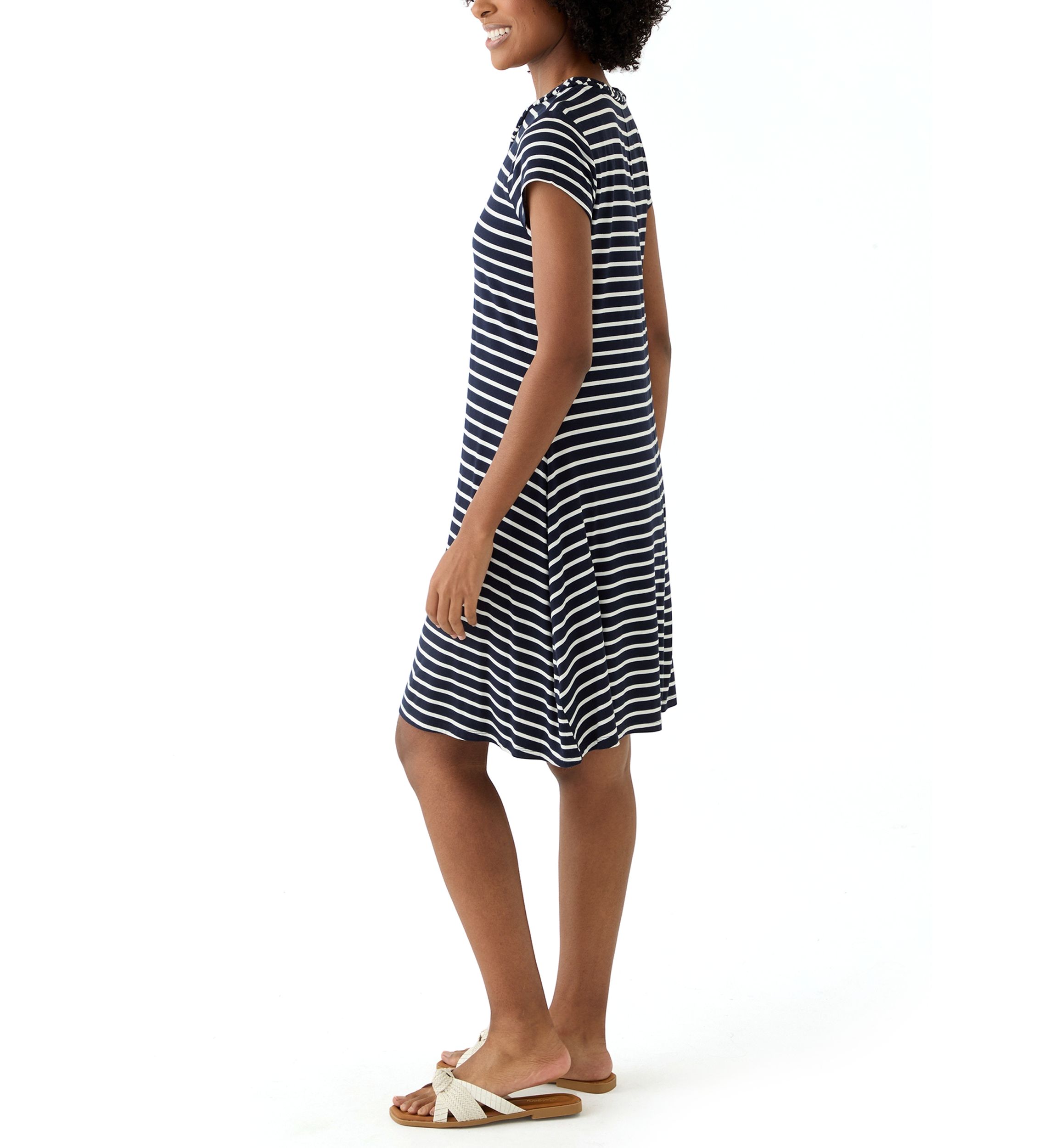 Womens Swing Dress with Braided Trim