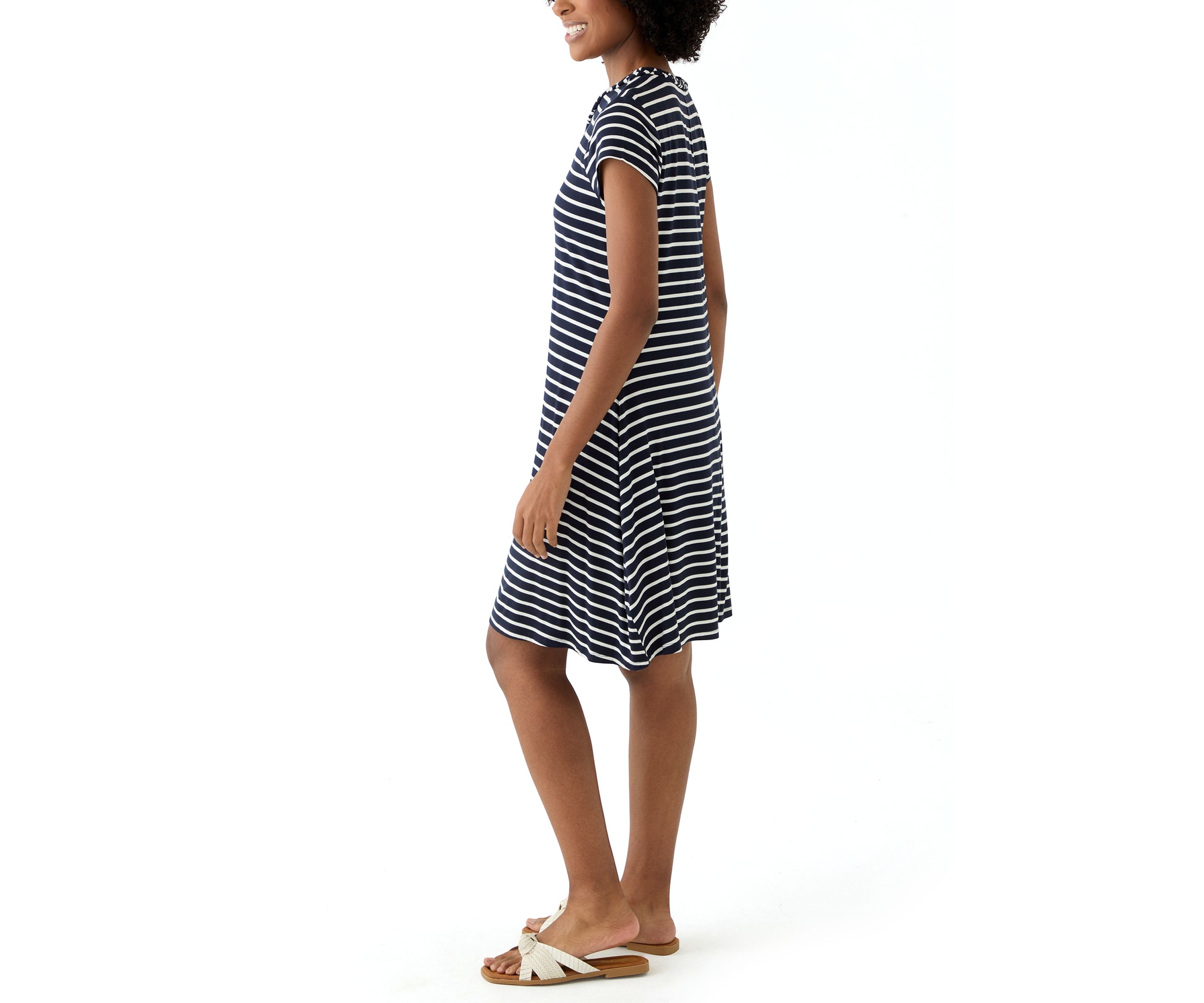 Womens Swing Dress with Braided Trim