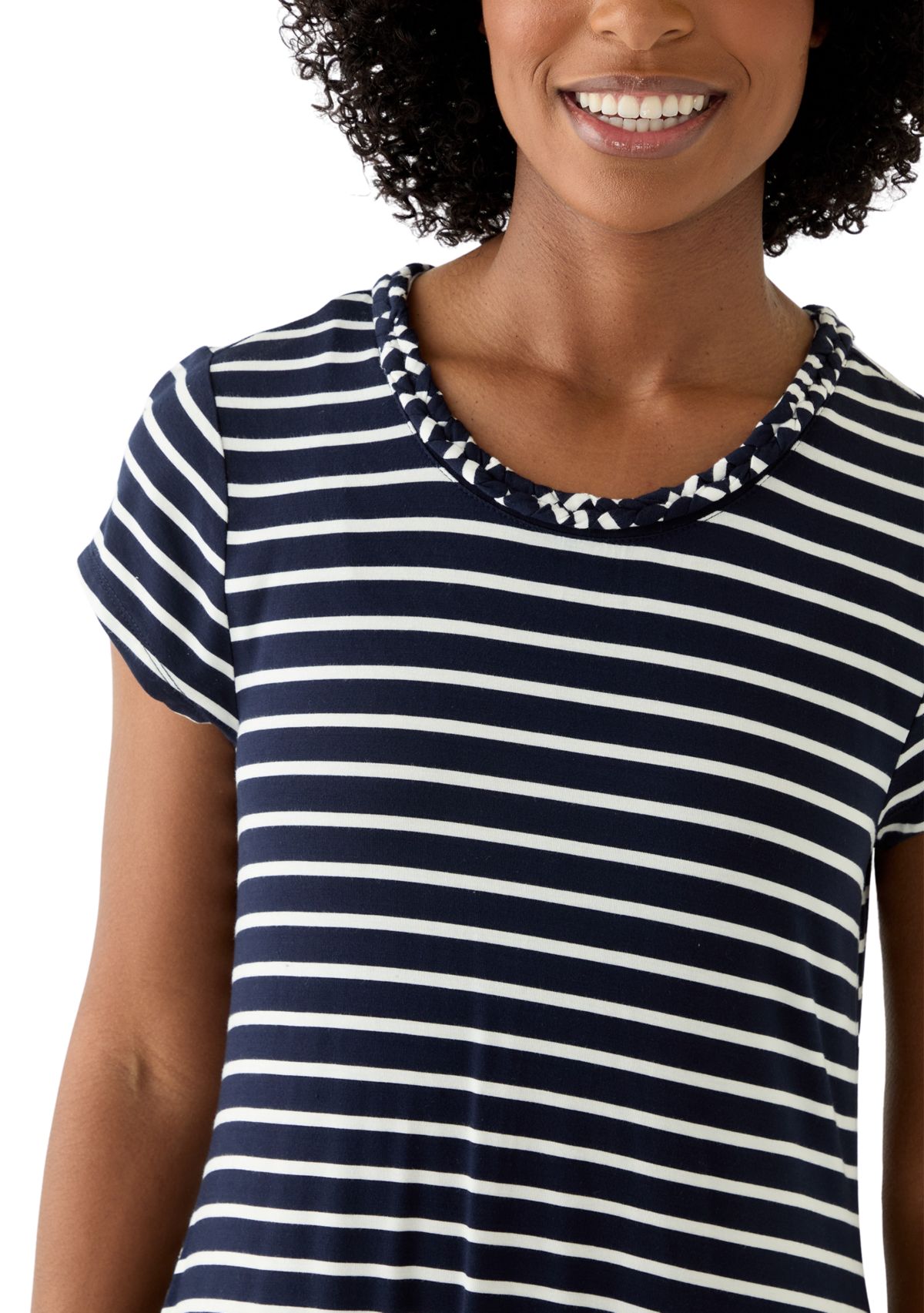 Womens Swing Dress with Braided Trim