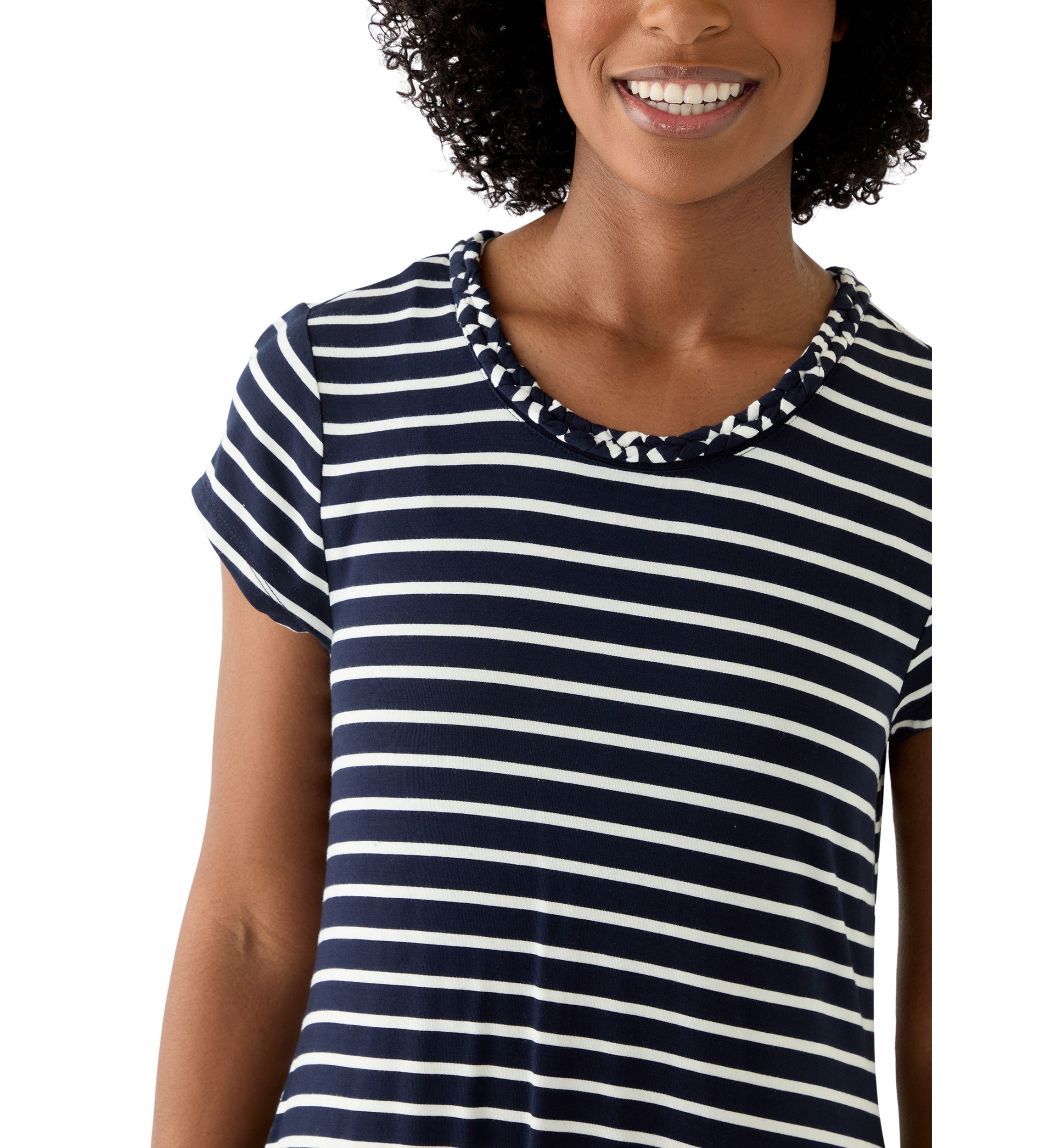 Womens Swing Dress with Braided Trim