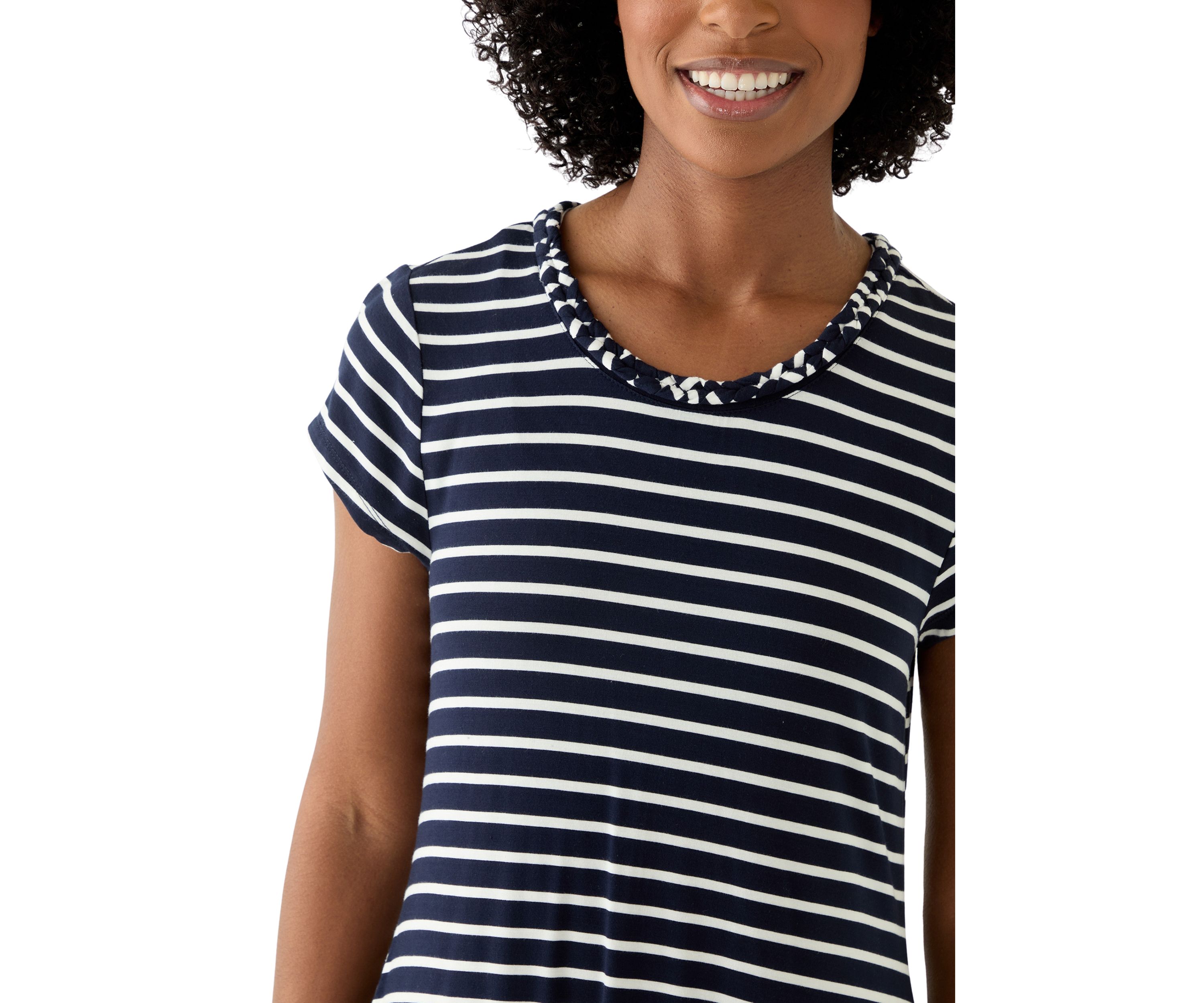 Womens Swing Dress with Braided Trim