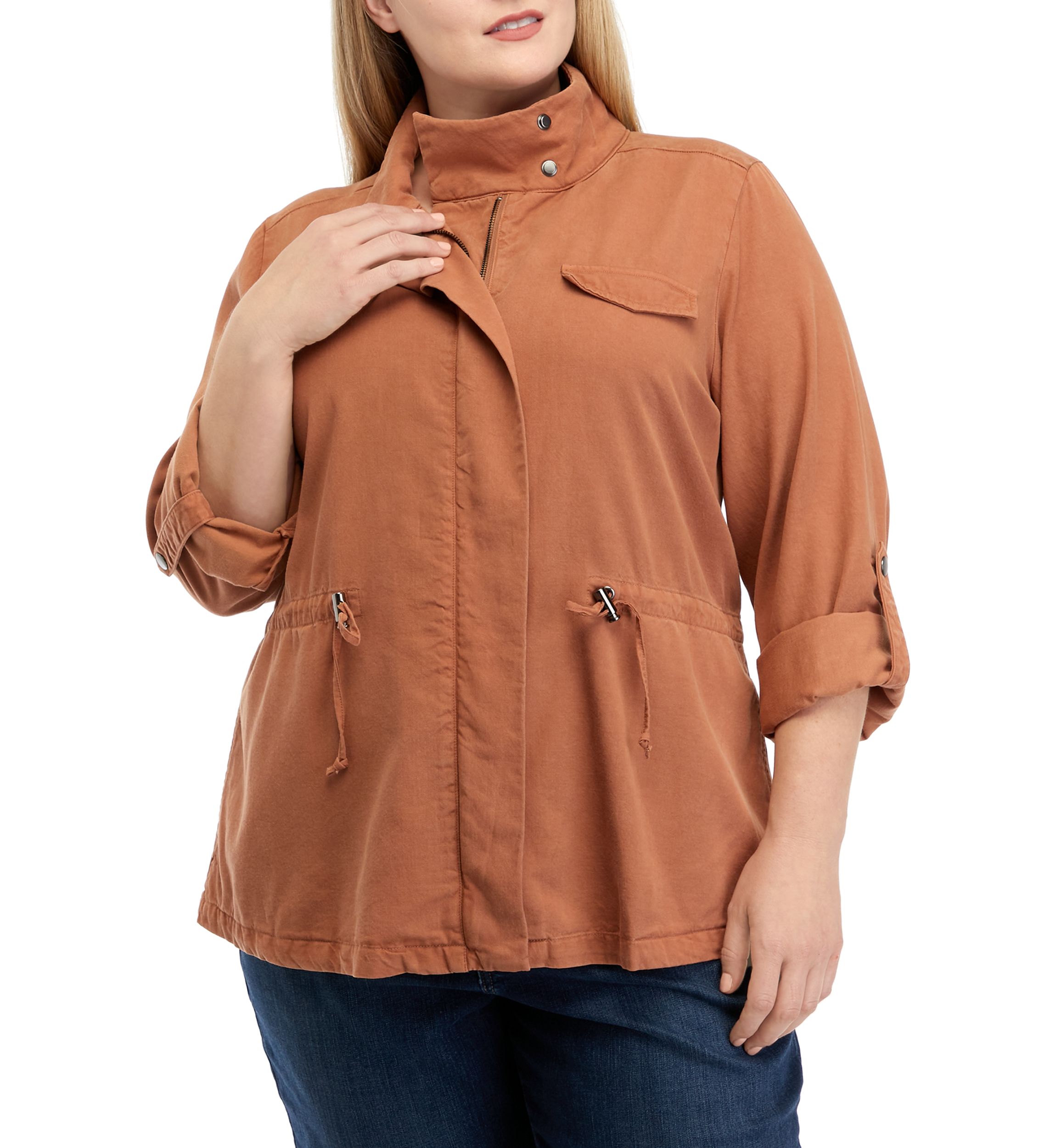 Plus Size Roll Sleeve Jacket