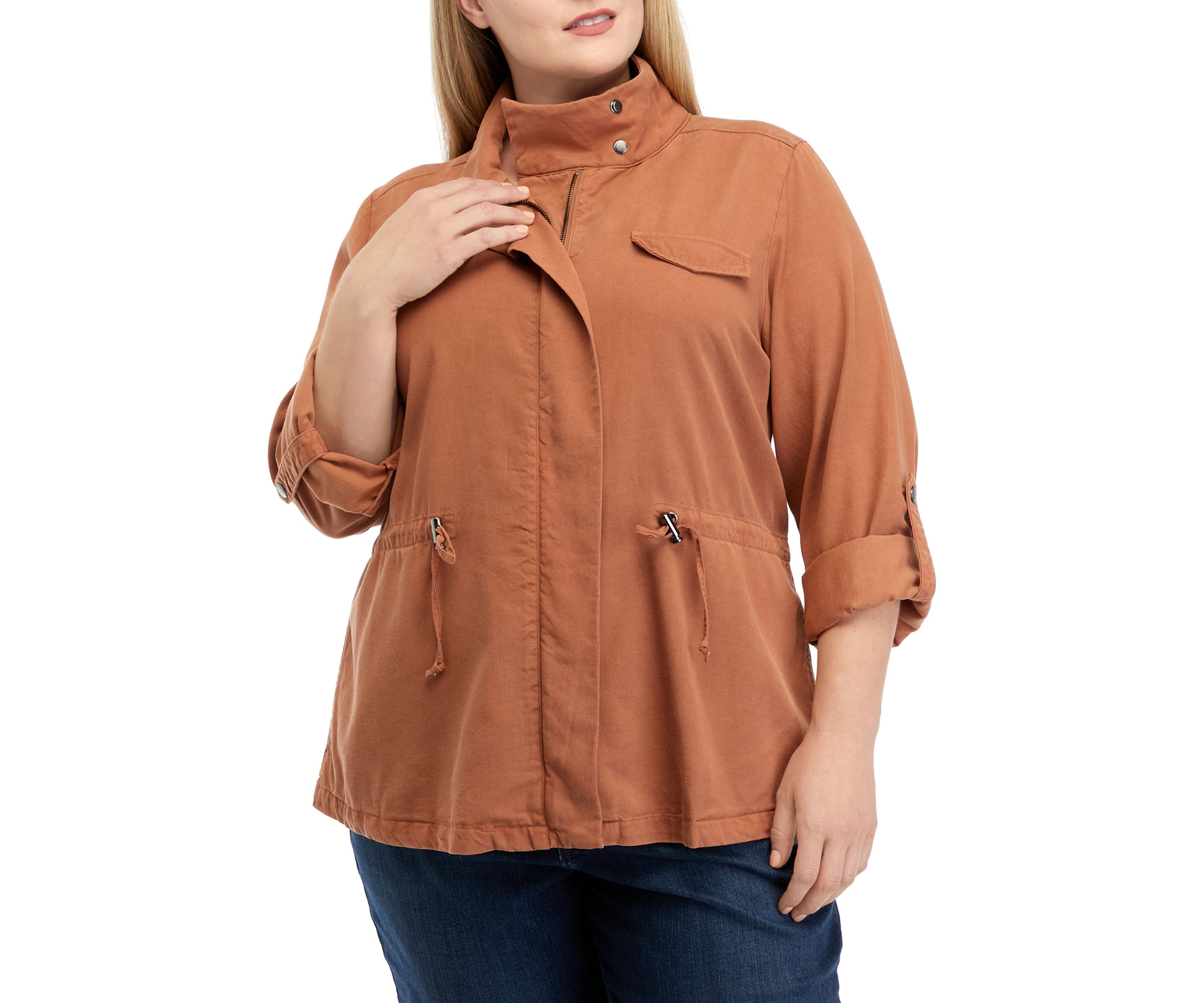 Plus Size Roll Sleeve Jacket