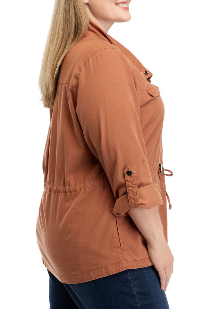 Plus Size Roll Sleeve Jacket