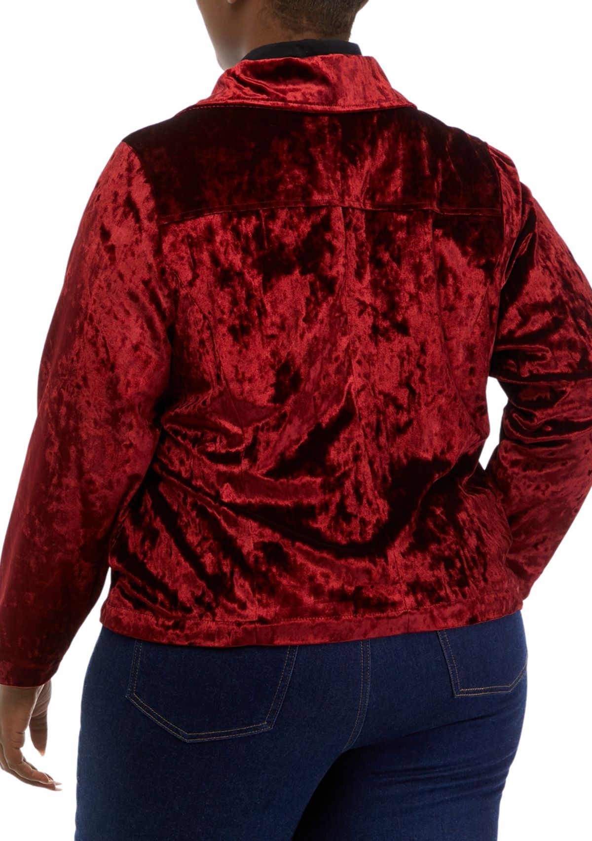 Plus Size Velvet Moto Jacket