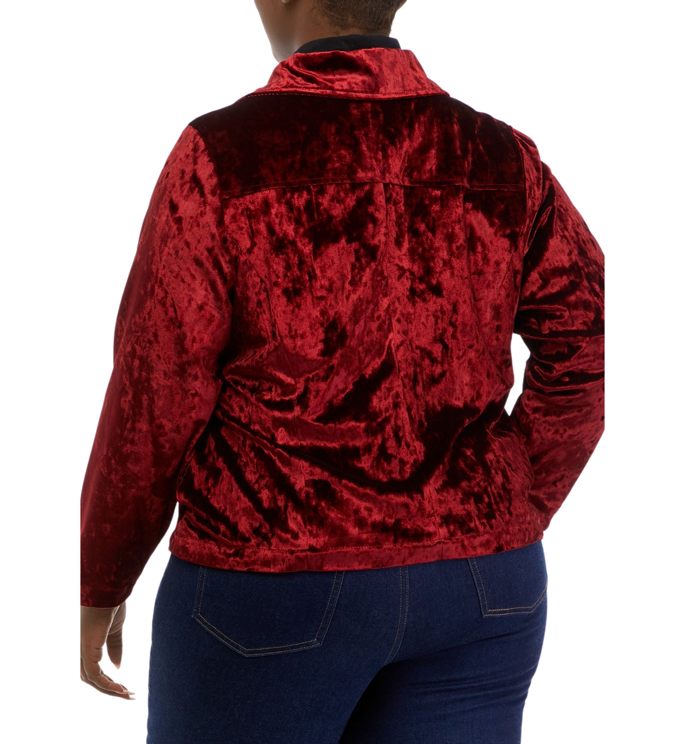 Plus Size Velvet Moto Jacket