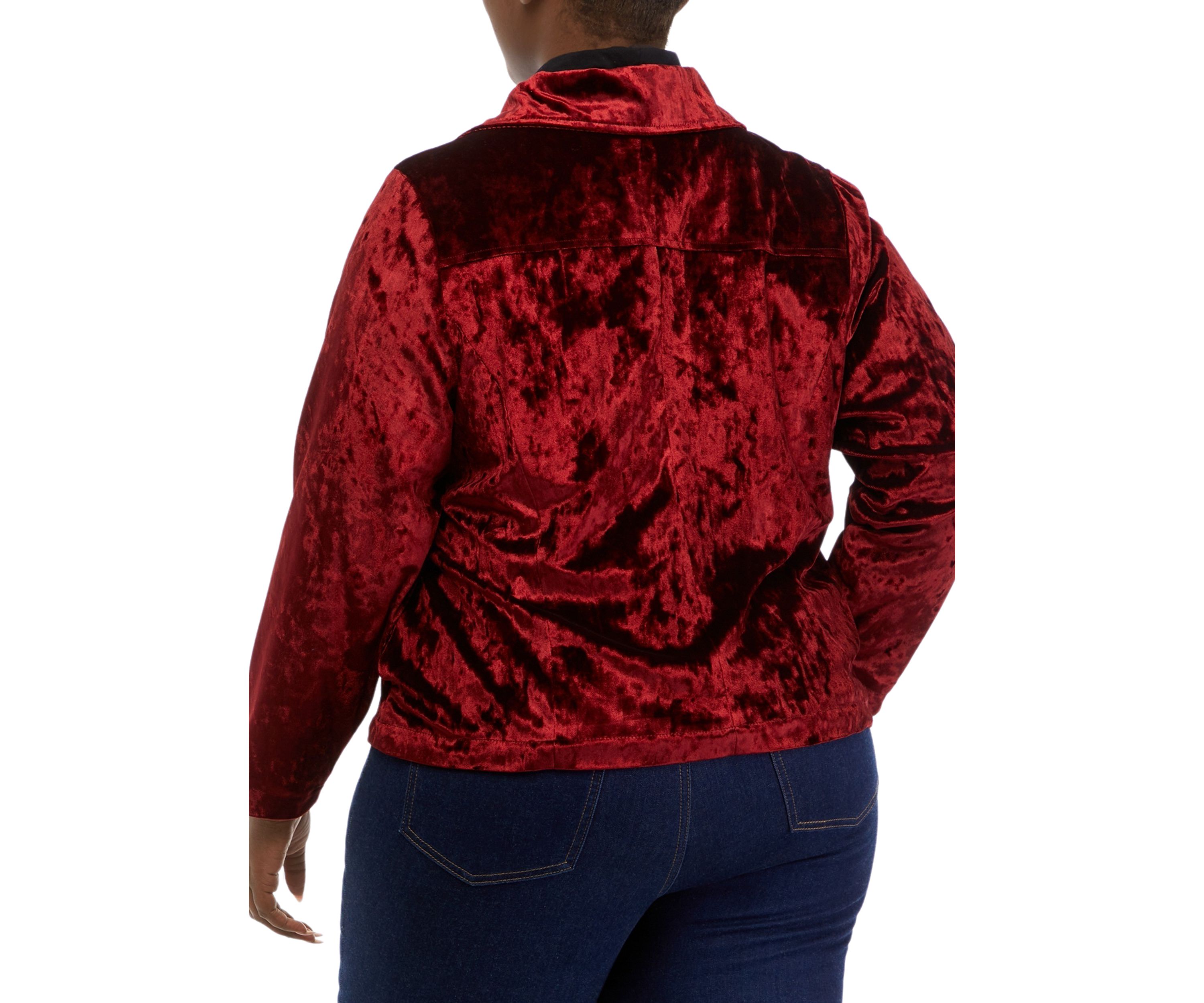 Plus Size Velvet Moto Jacket