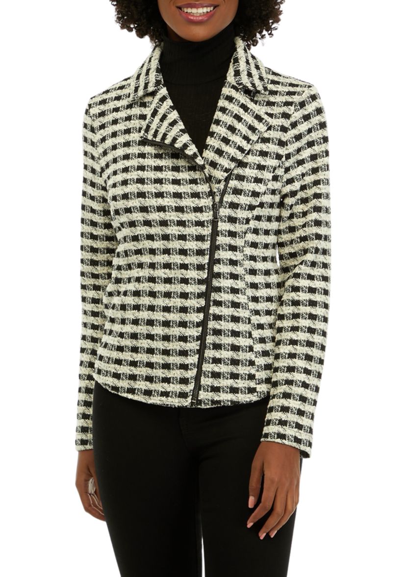 Womens Plaid Moto Jacket 