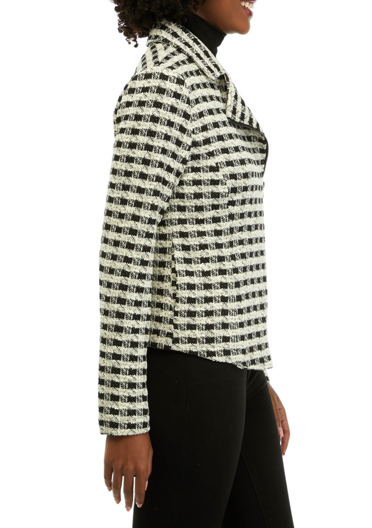 Womens Plaid Moto Jacket 