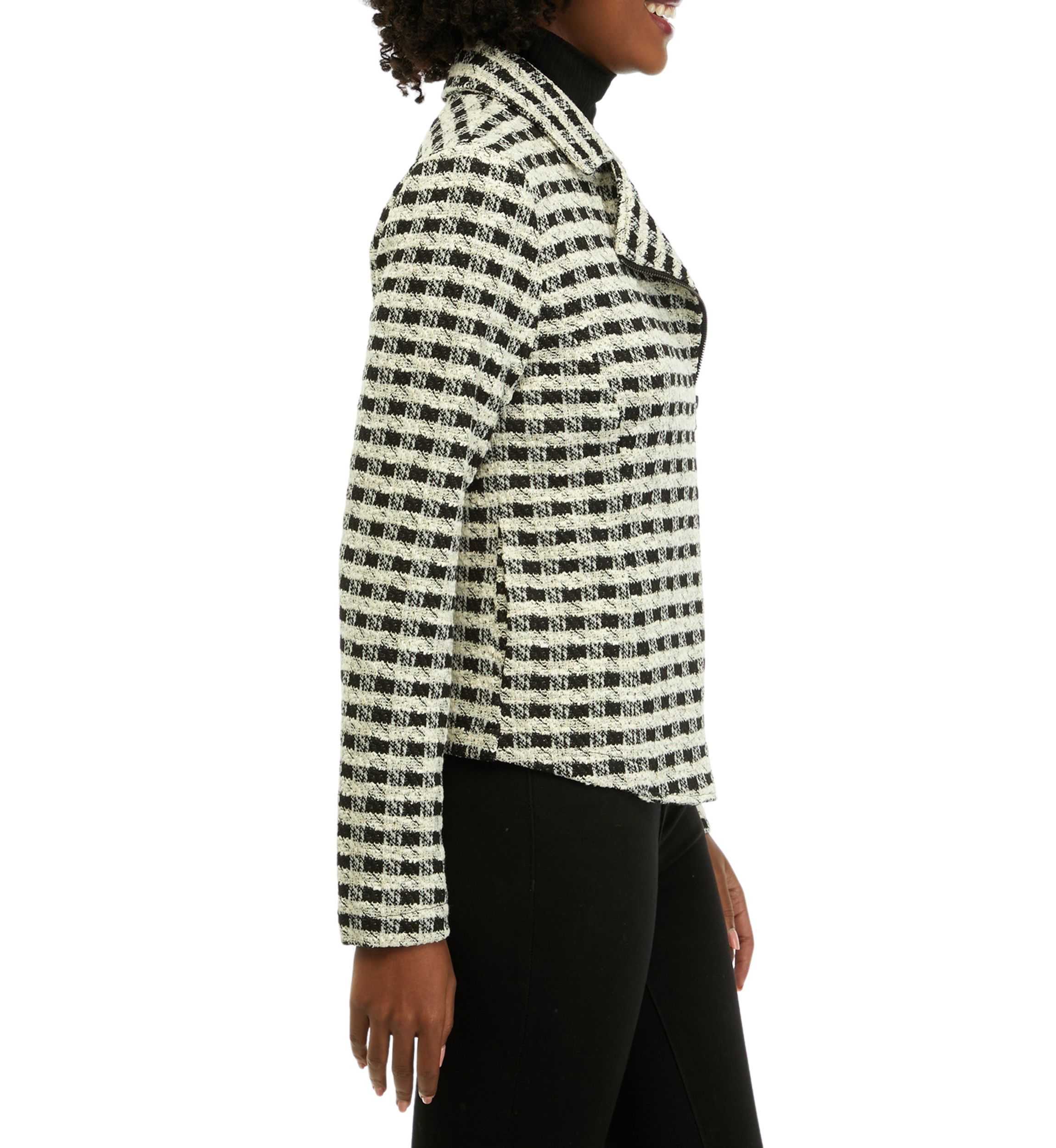 Womens Plaid Moto Jacket 