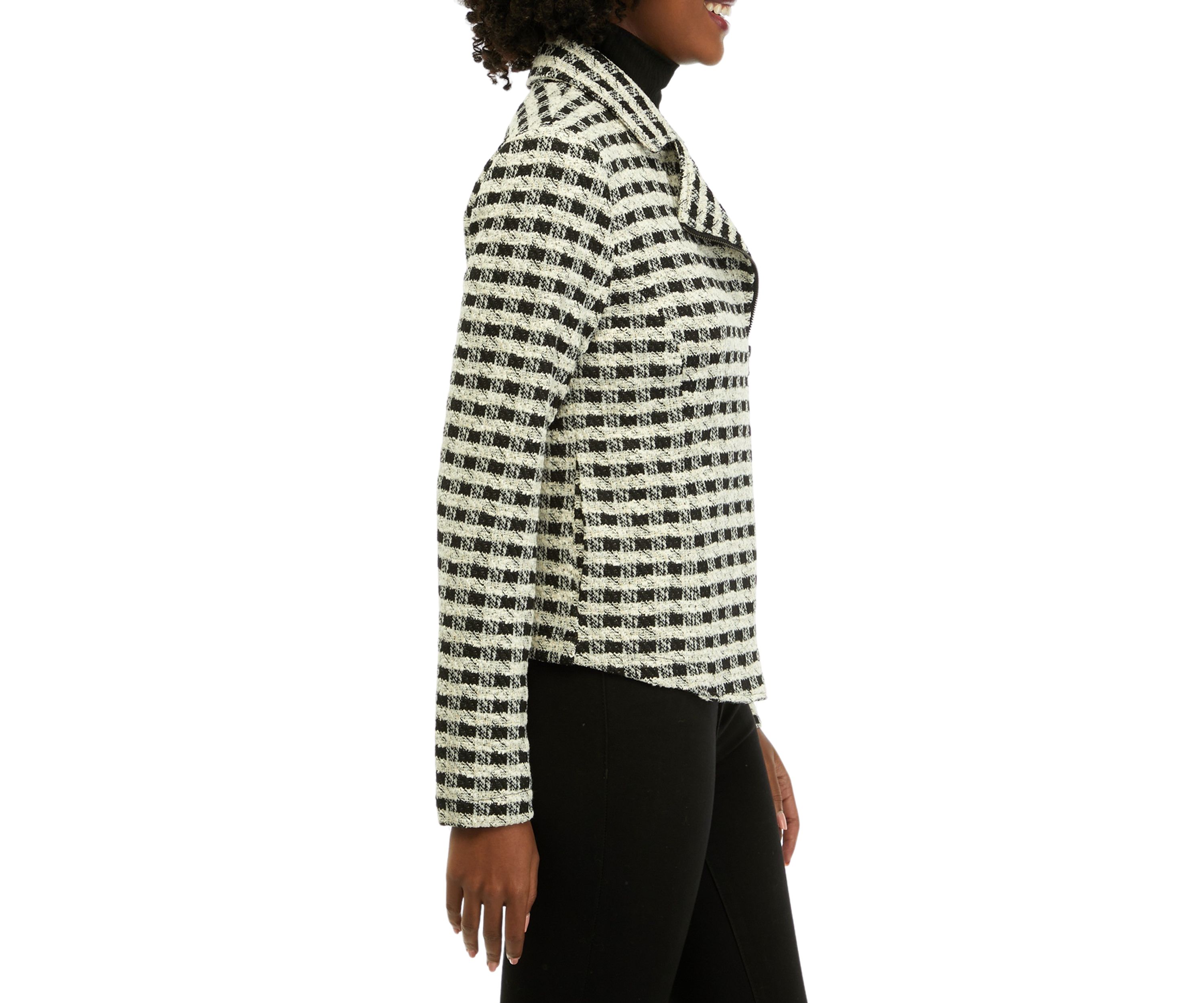 Womens Plaid Moto Jacket 
