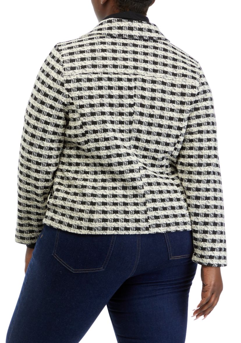 Plus Size Plaid Moto Jacket