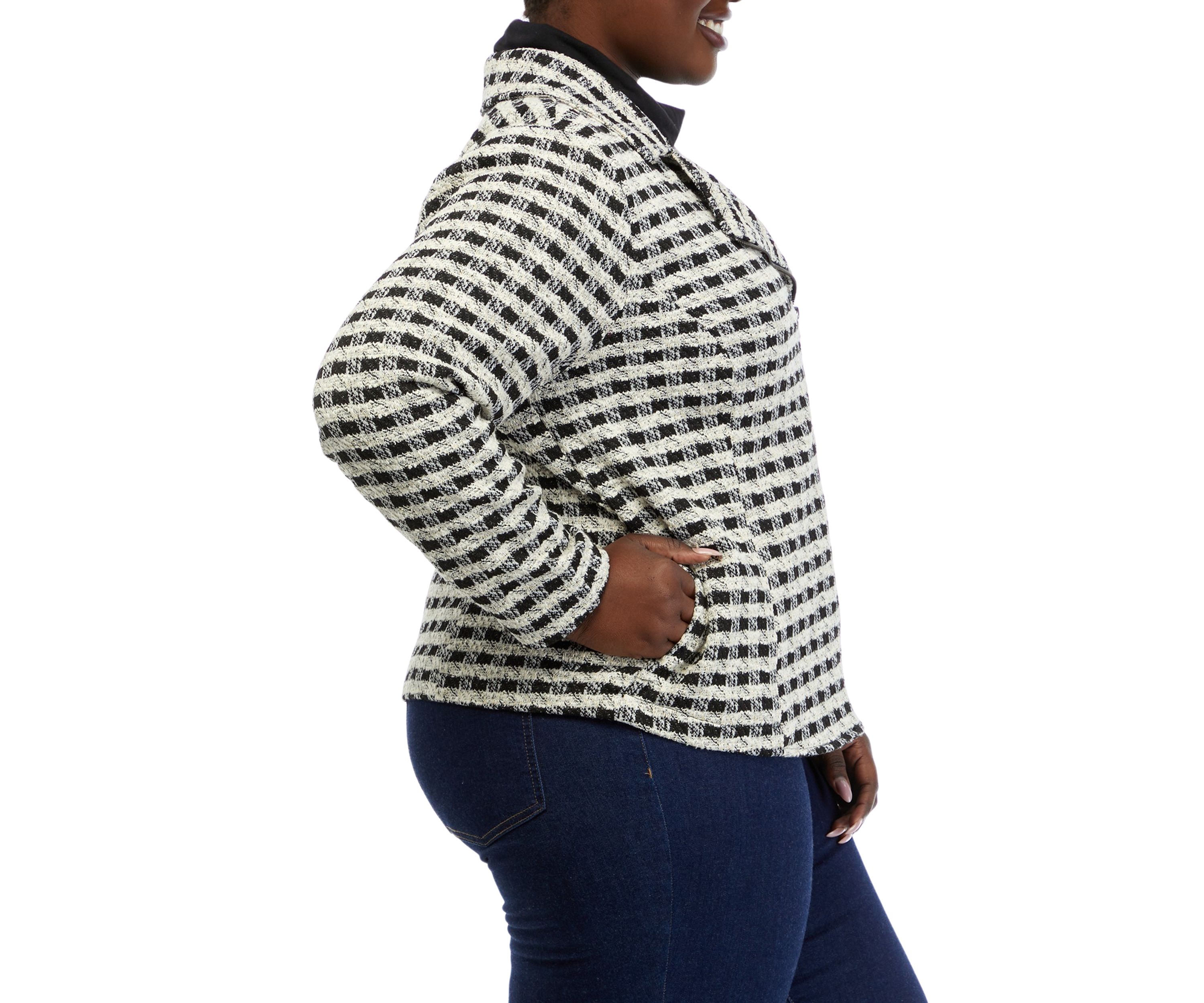 Plus Size Plaid Moto Jacket