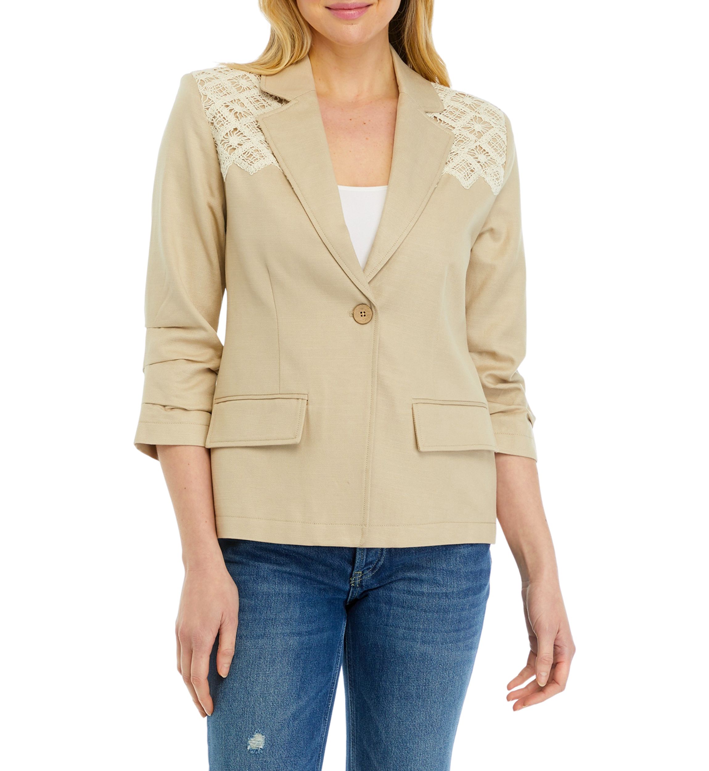 Womens Lace Trim Blazer