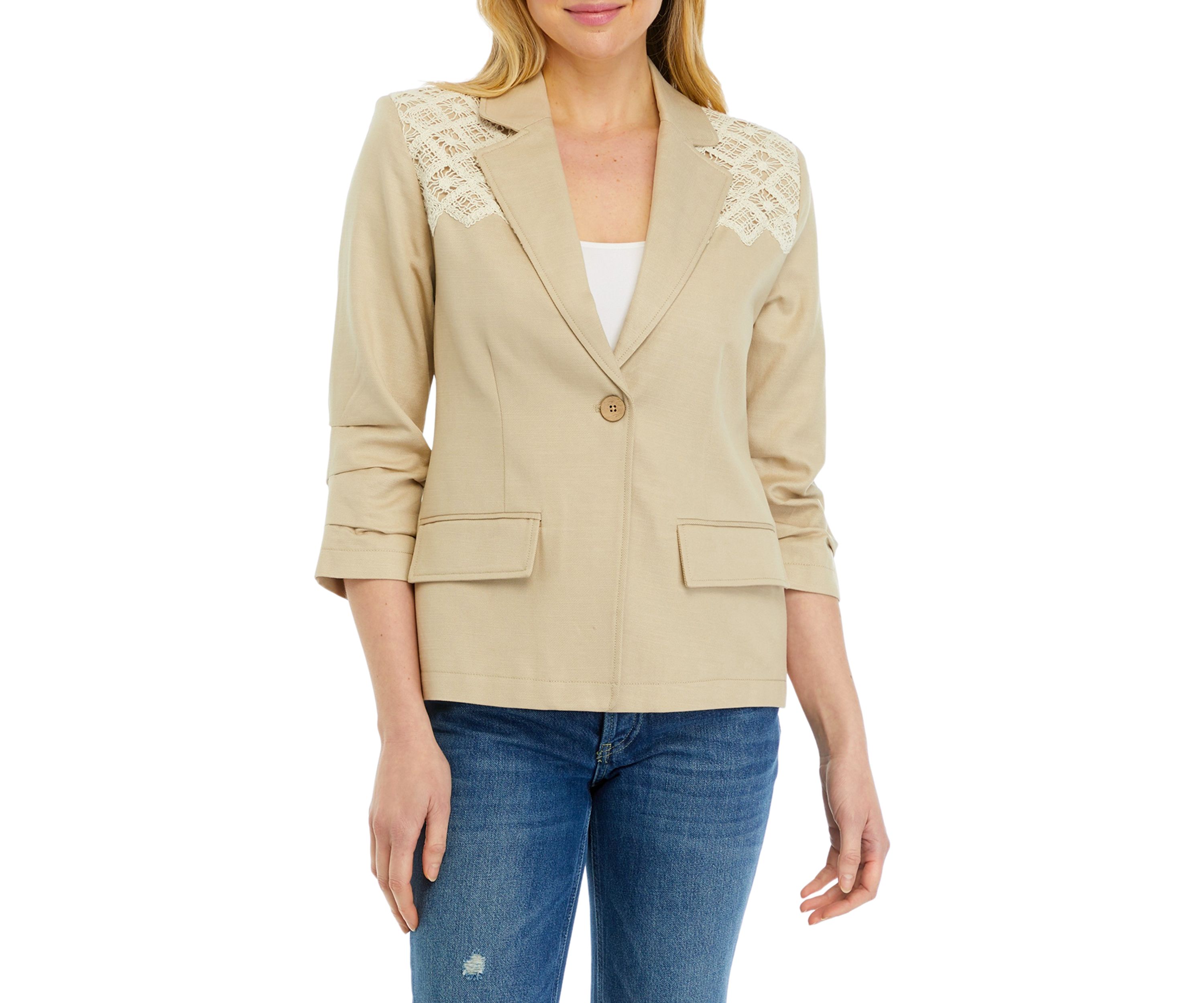 Womens Lace Trim Blazer