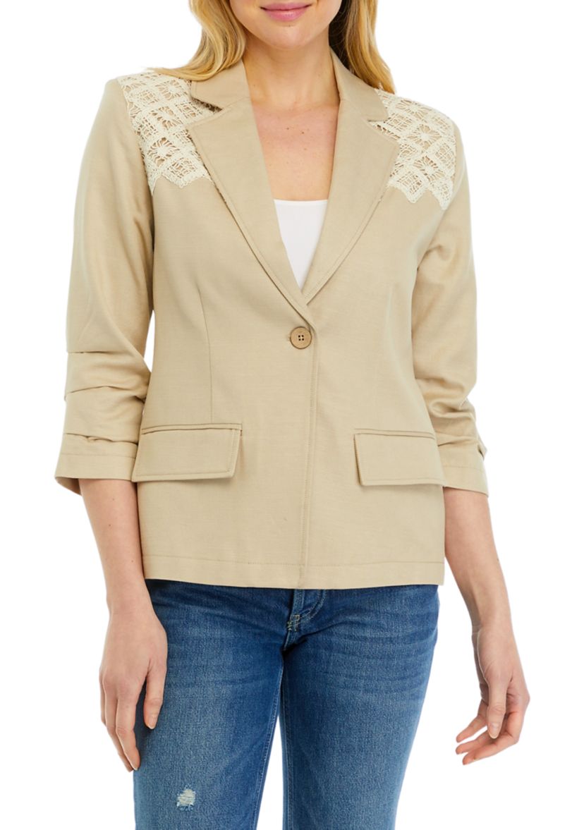 Womens Lace Trim Blazer