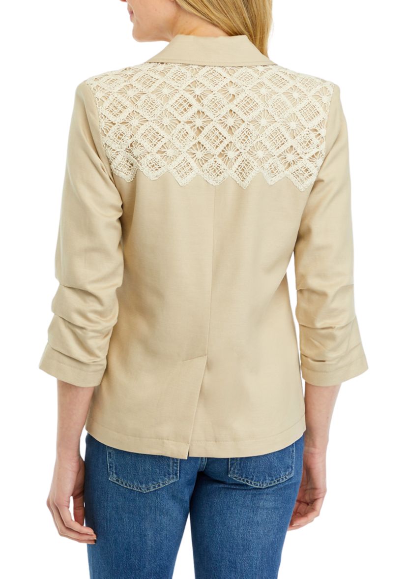 Womens Lace Trim Blazer