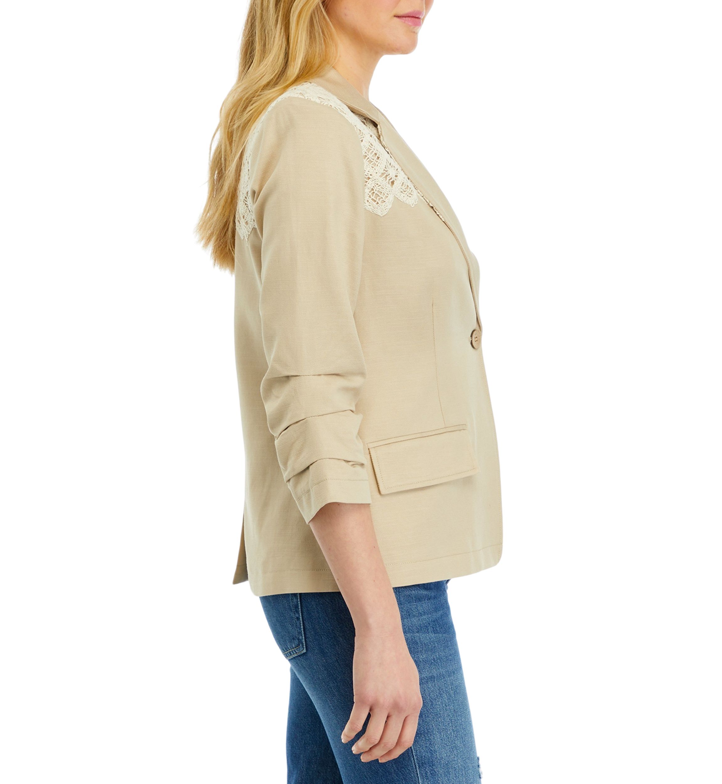 Womens Lace Trim Blazer