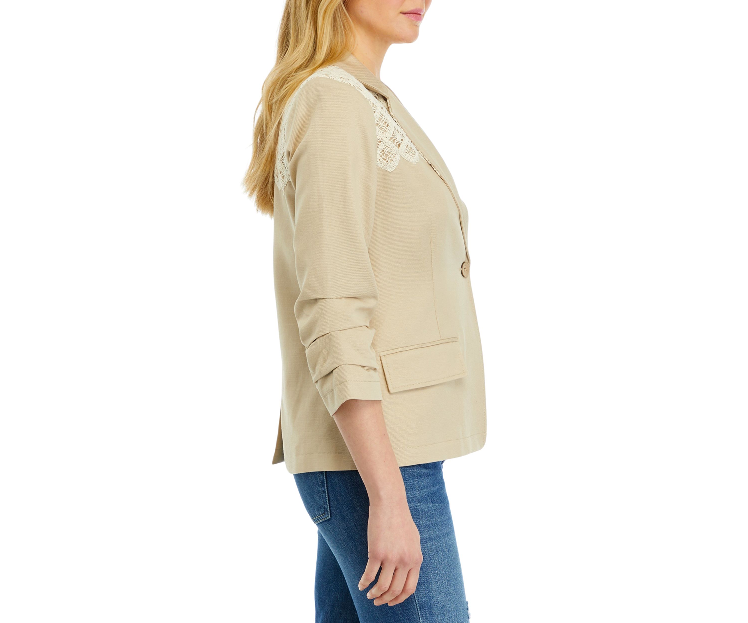 Womens Lace Trim Blazer