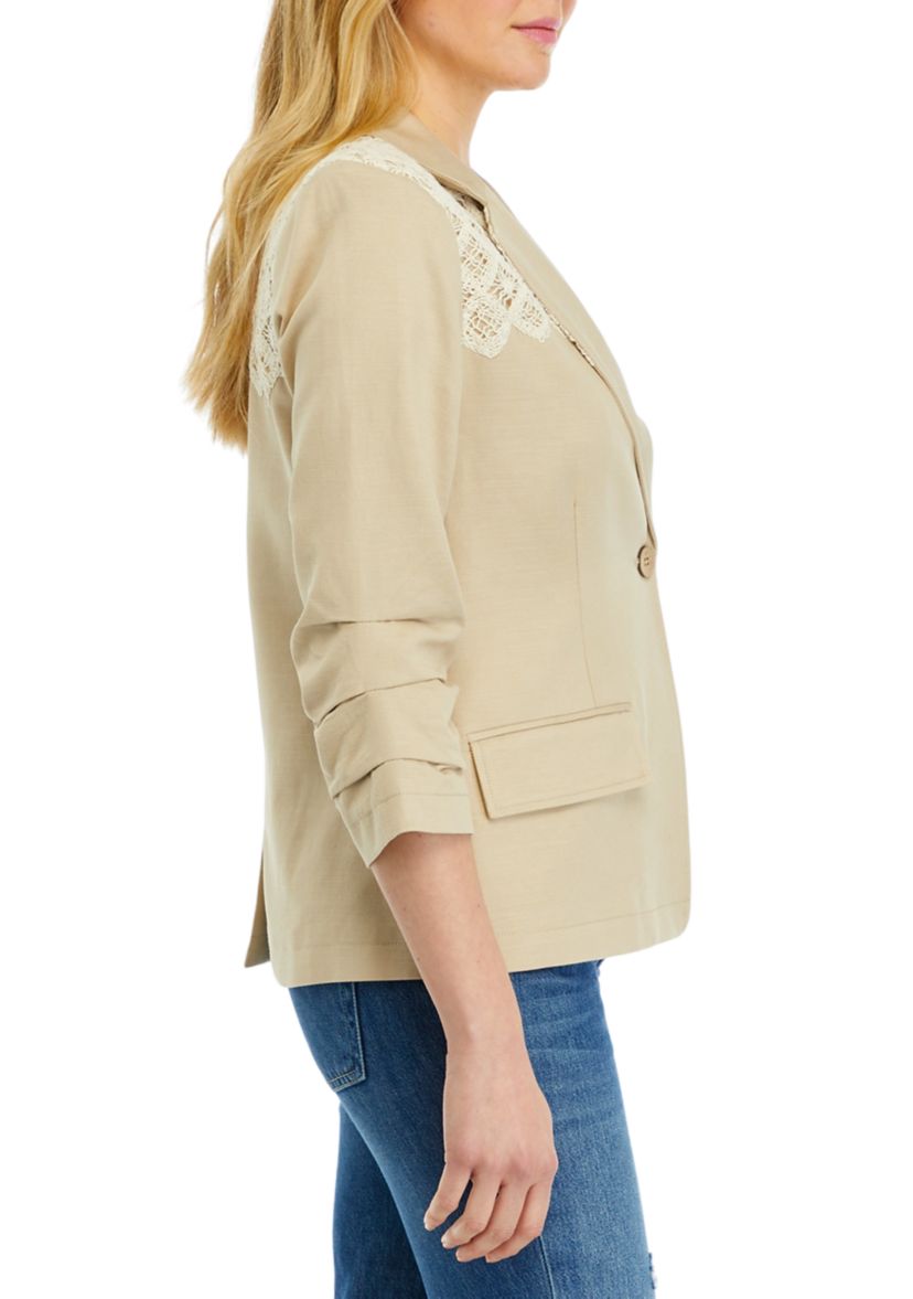 Womens Lace Trim Blazer