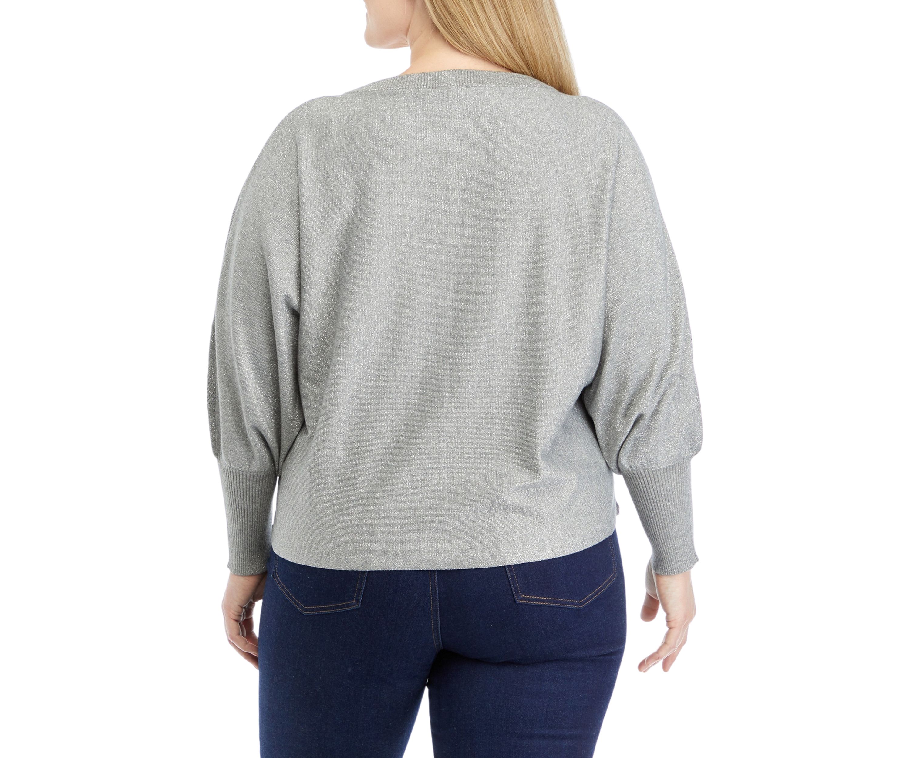 Plus Size Long Sleeve Mixed Stitch Solid Pullover Sweater