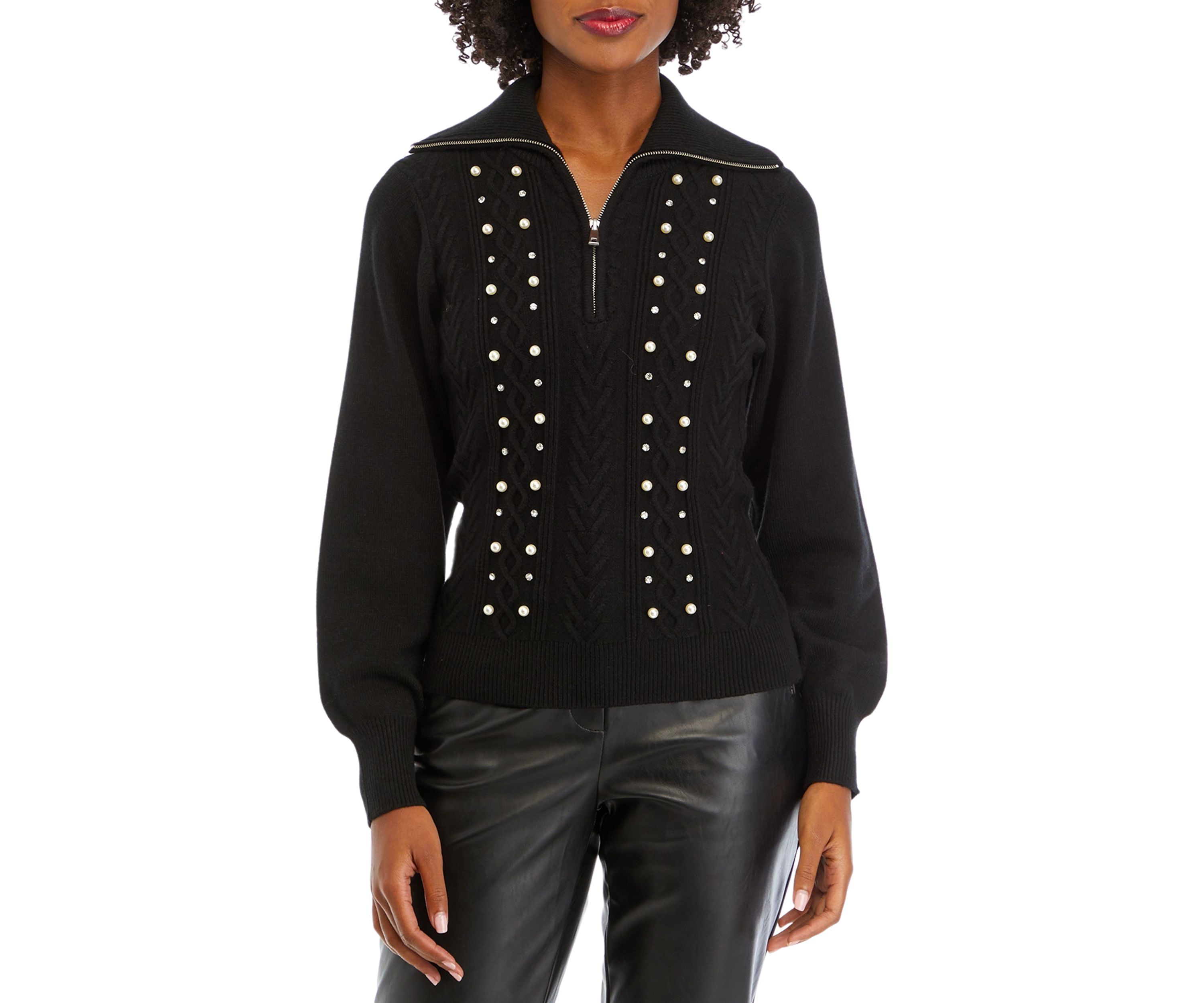 Womens Half Zip Pearl Sweater