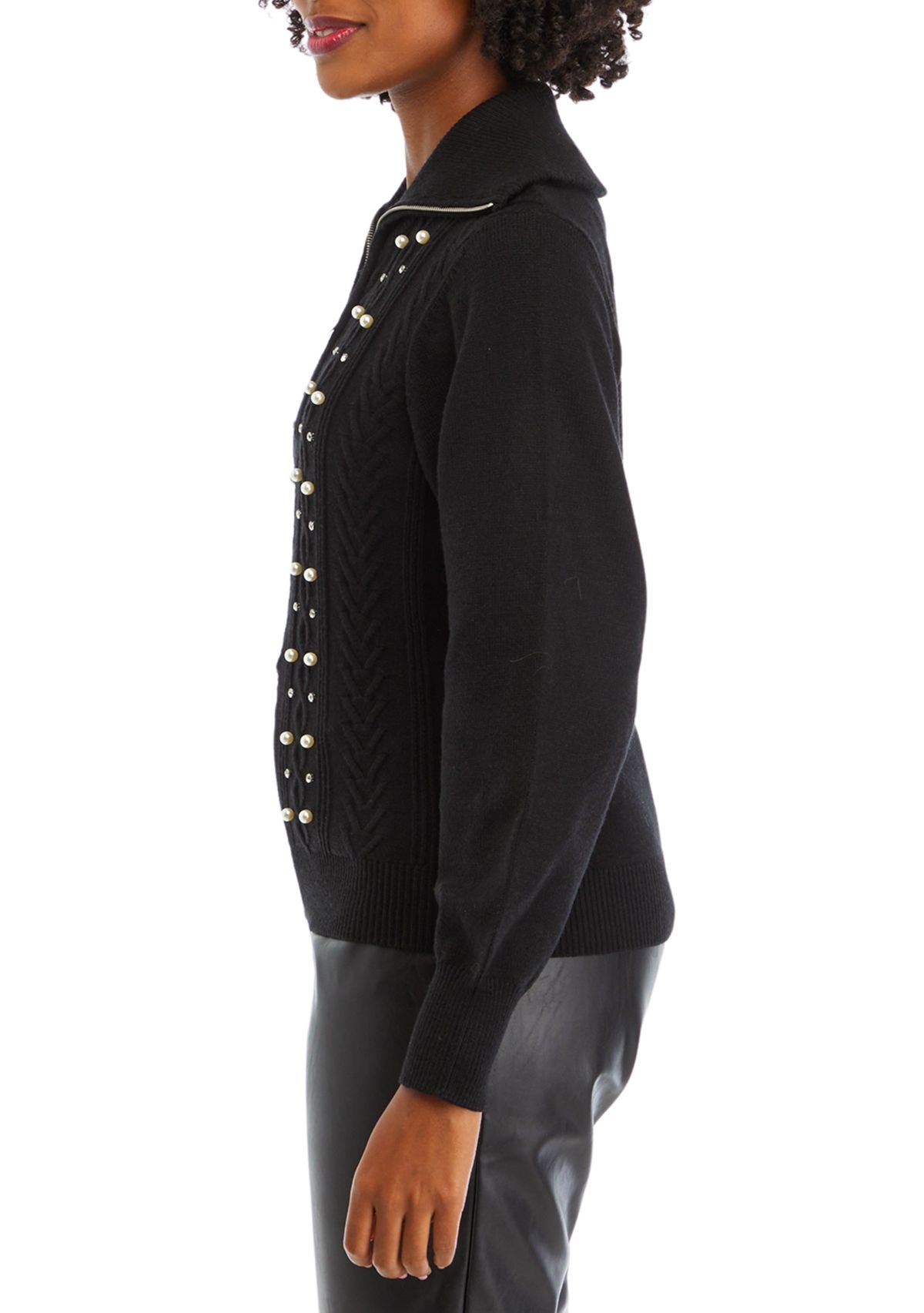 Womens Half Zip Pearl Sweater