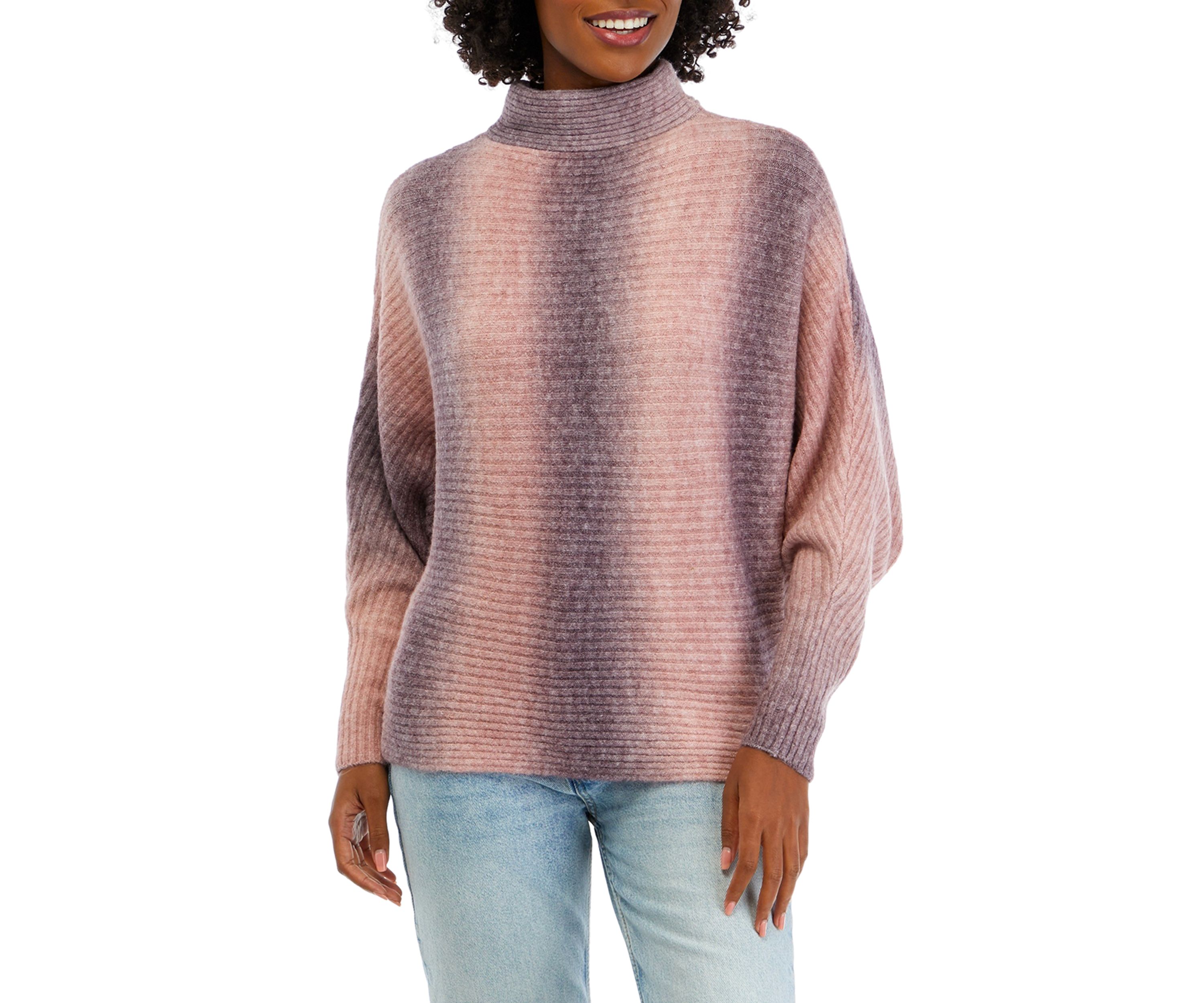 Womens Ribbed Dolman Ombré Sweater