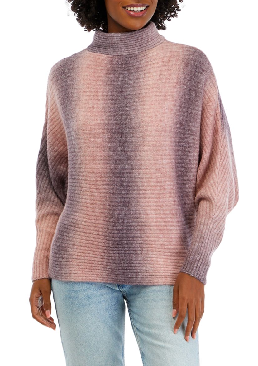 Womens Ribbed Dolman Ombré Sweater