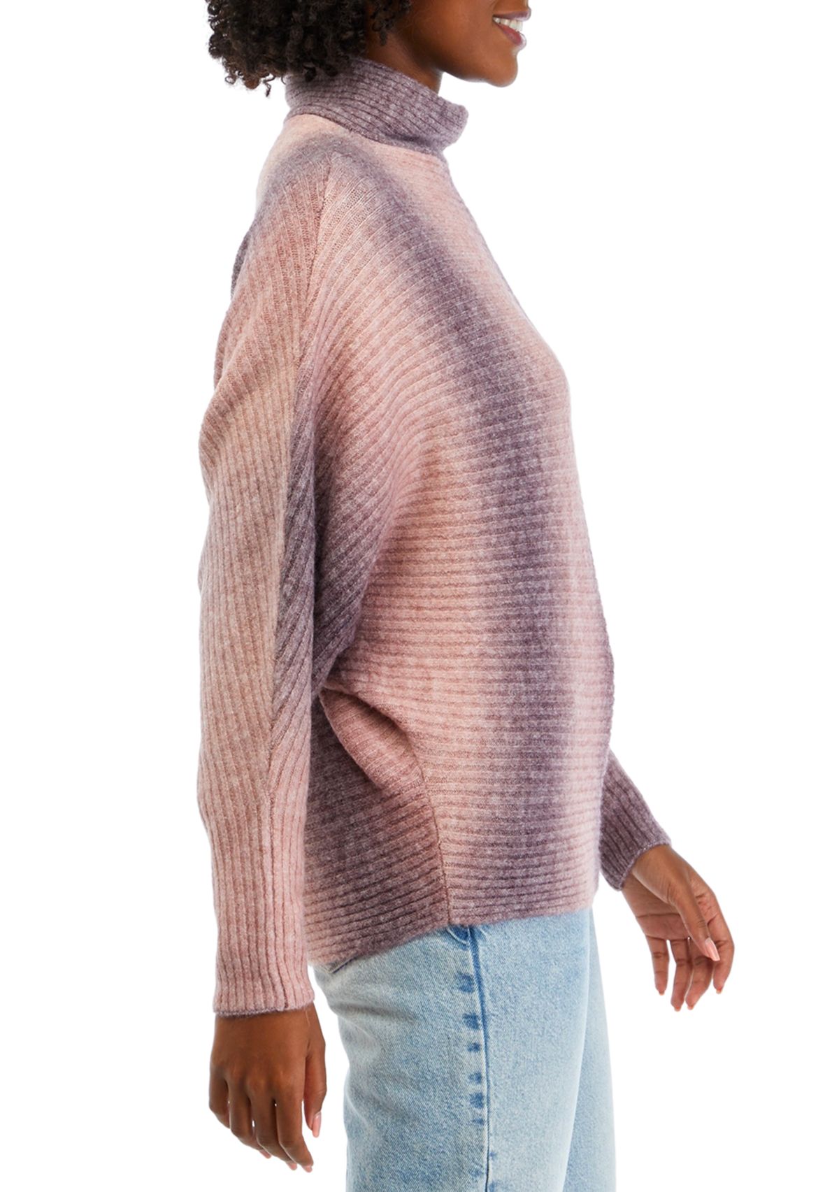 Womens Ribbed Dolman Ombré Sweater
