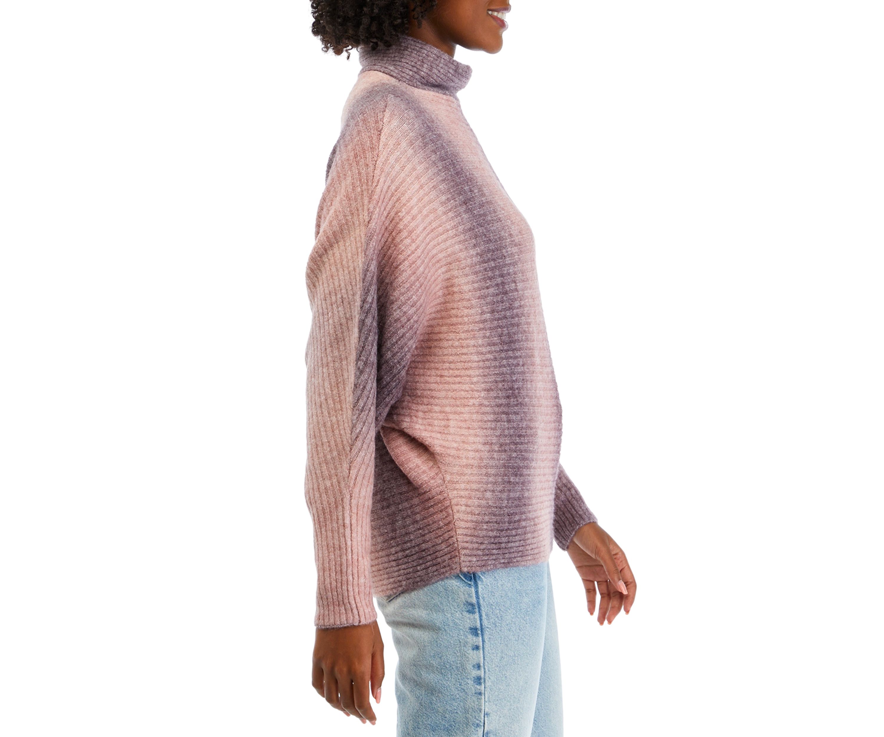 Womens Ribbed Dolman Ombré Sweater