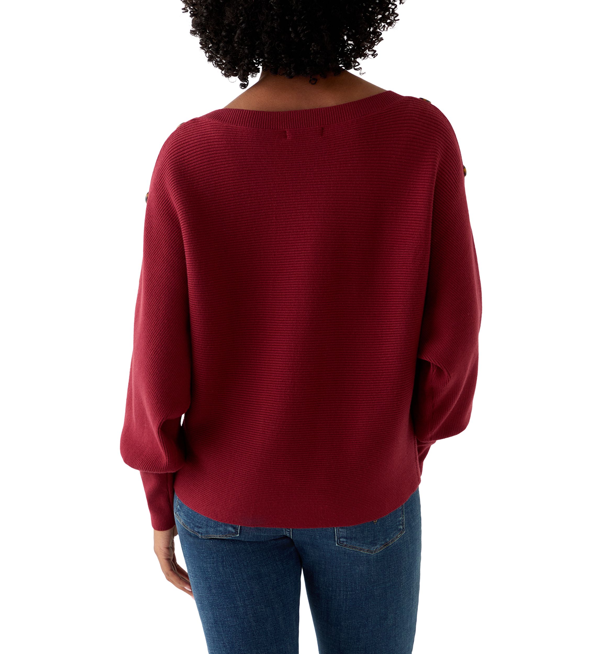 Womens Dolman Button Puff Sleeve Sweater